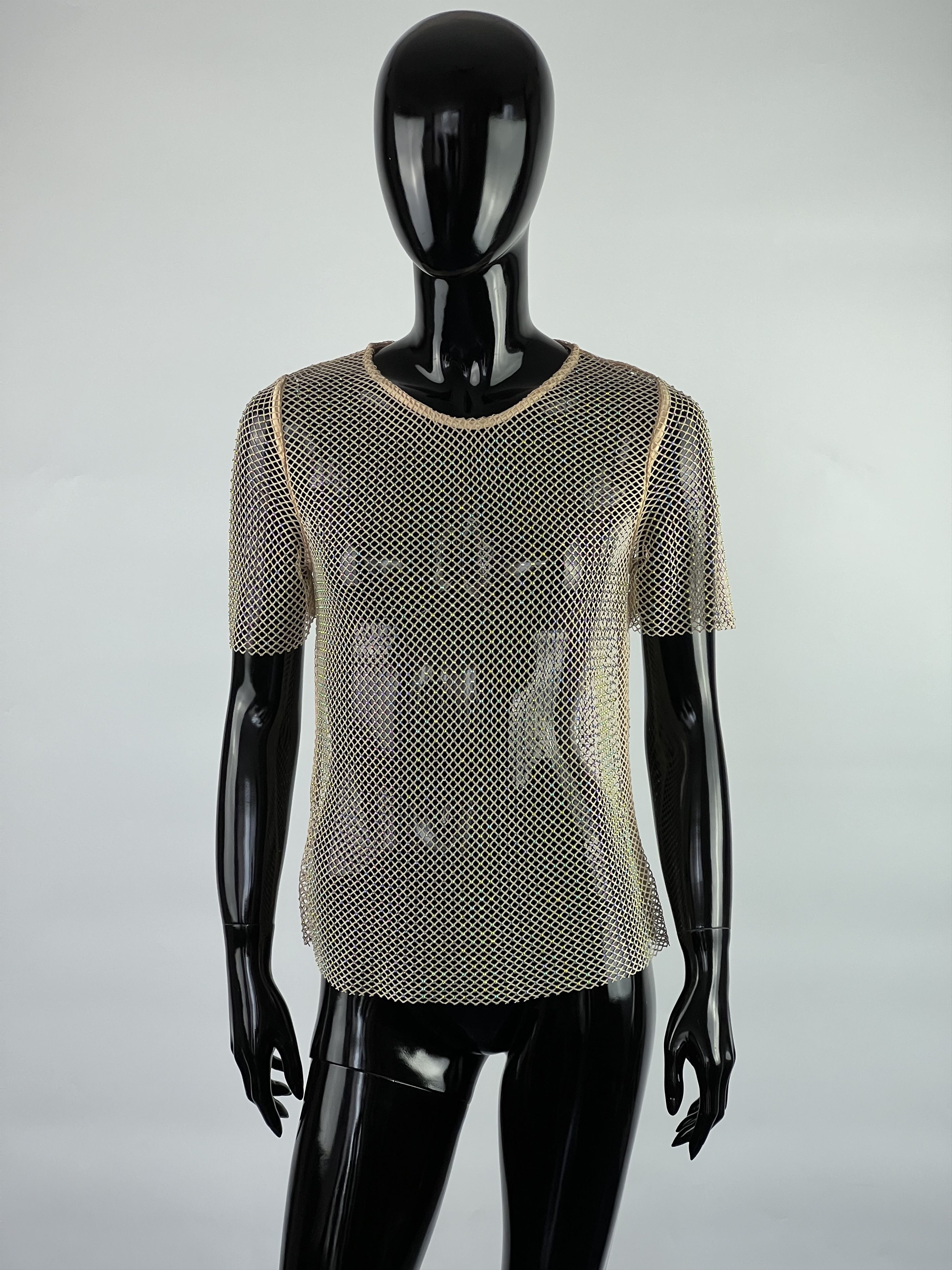 Other Sunday in Brooklyn Rhinestones Mesh Fishnet T Shirt Size XS Size XS / US 0-2 / IT 36-38 - 1 Thumbnail