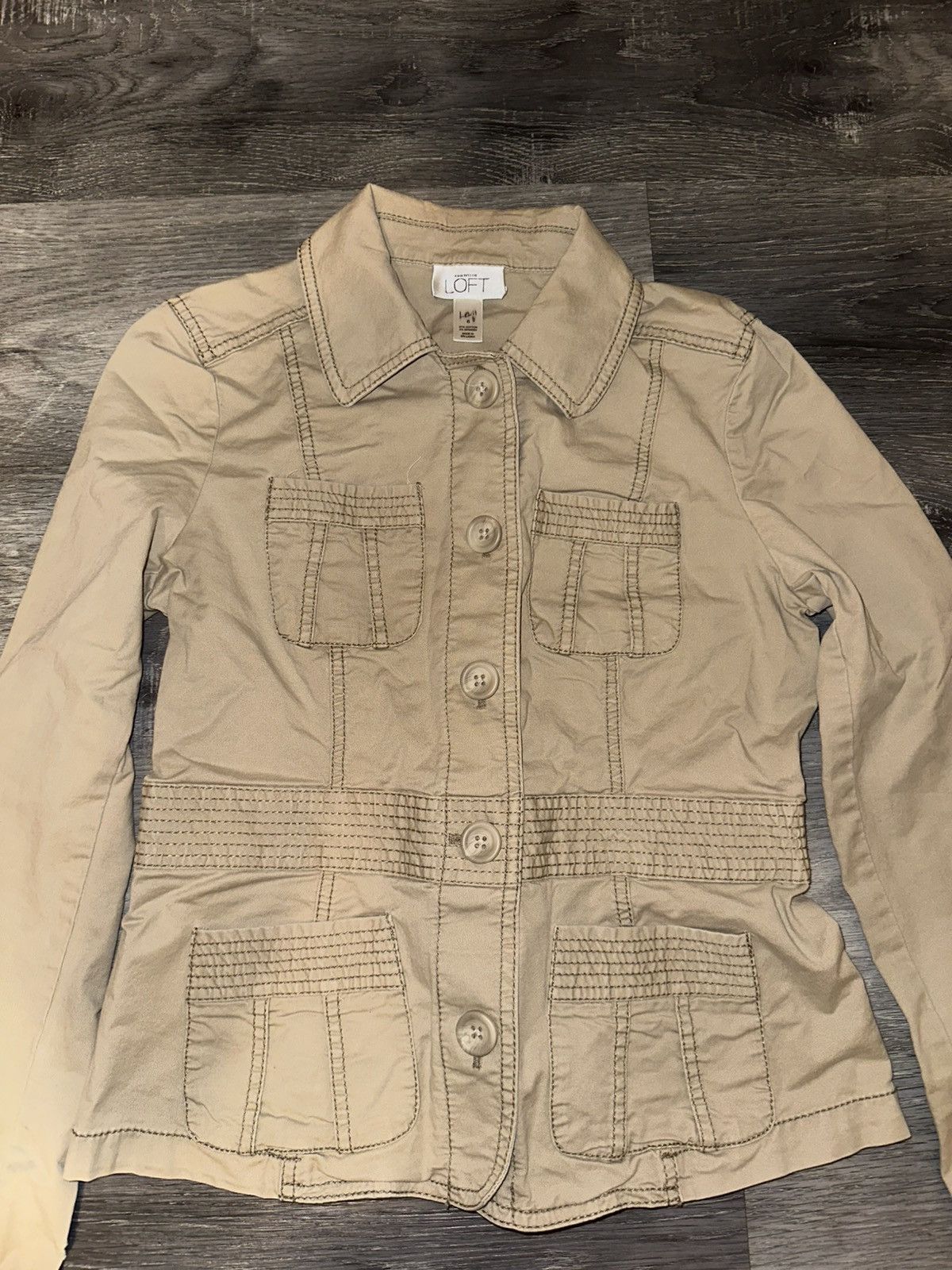 Loft Button-up Military Cargo Utility Blazer Jacket by LOFT Size M / US 6-8 / IT 42-44 - 2 Thumbnail