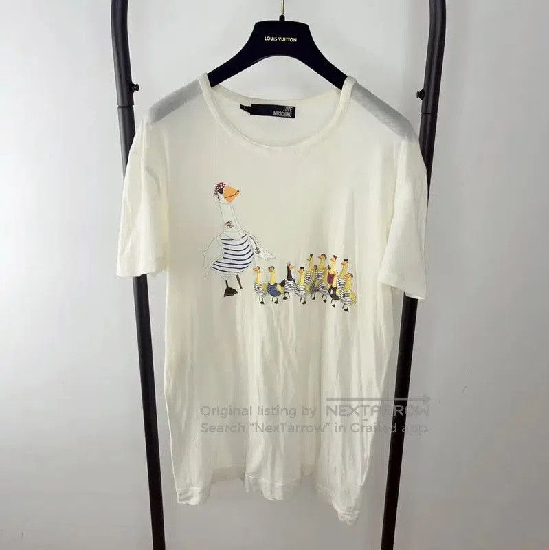 Moschino Moschino Men's Cream Graphic Cotton T-Shirt . Size US L / EU 52-54 / 3 - 1 Thumbnail