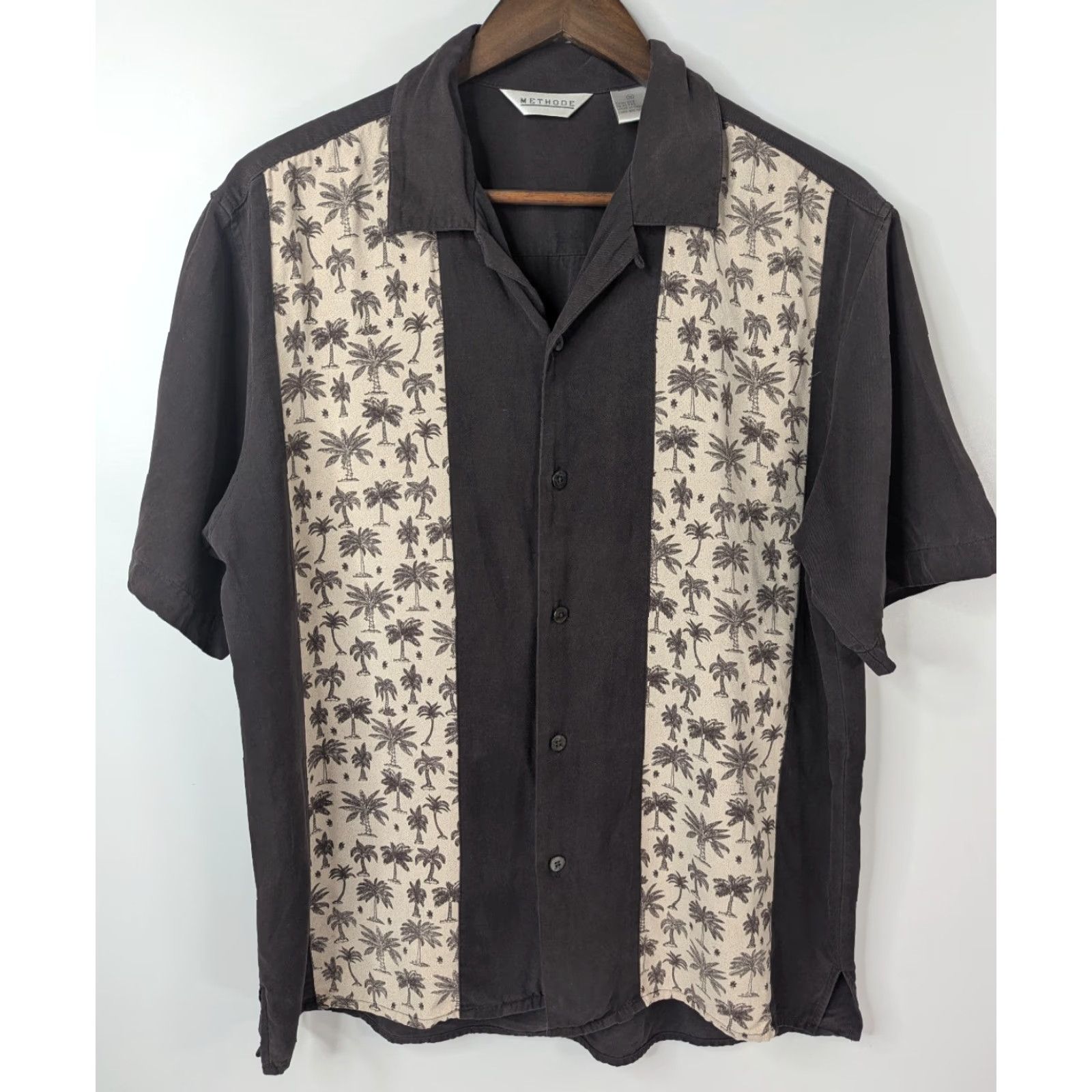 Vintage VINTAGE Methode Silk Bowling Panel Palm Shirt Men's M Short Sleeve Button Up Loop Collar Hawaiian Floral Brown Silk Size US M / EU 48-50 / 2 - 3 Thumbnail