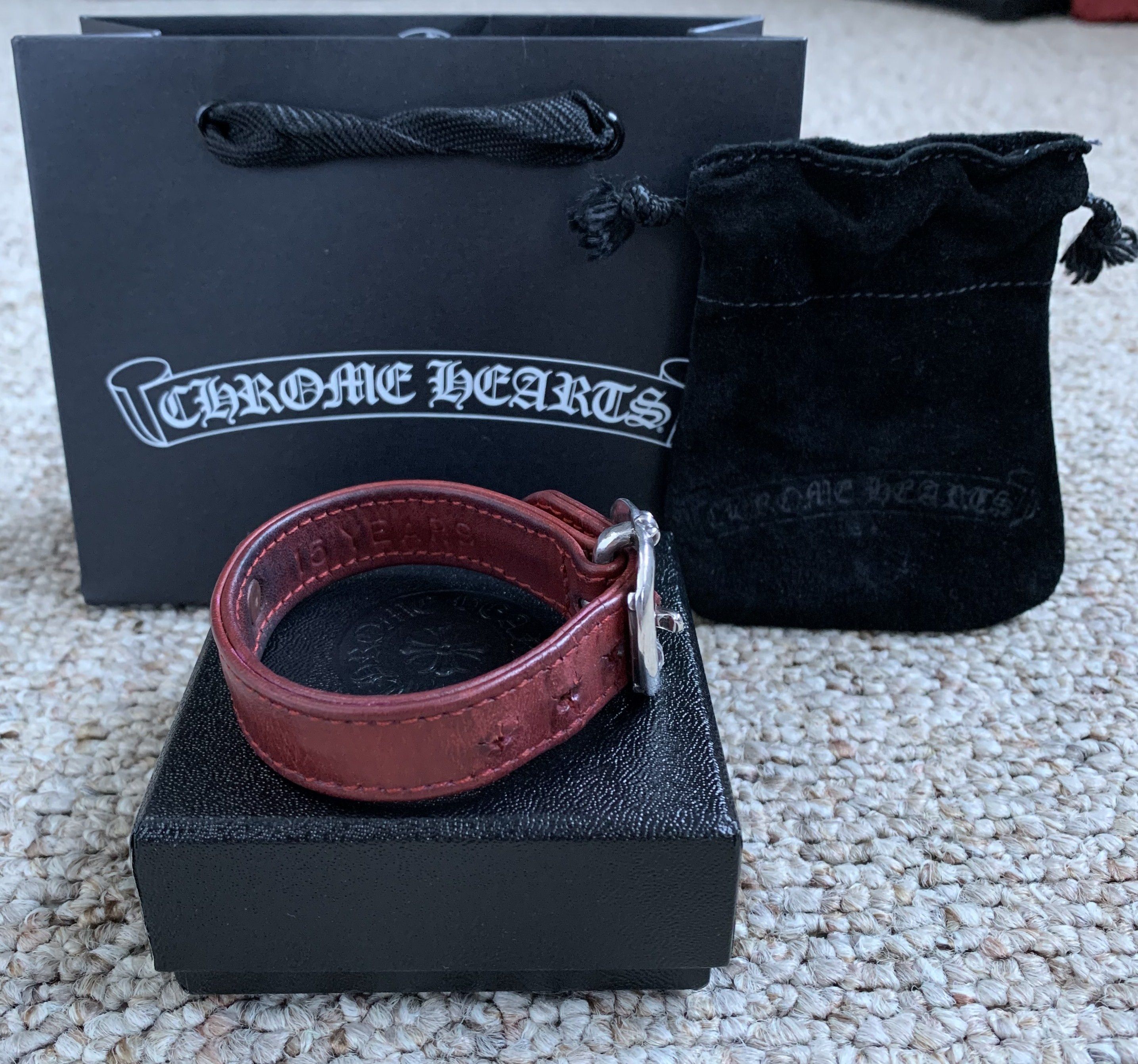 Chrome Hearts Chrome Hearts 15th Anniversary Leather Silver Bracelet Size ONE SIZE - 3 Thumbnail