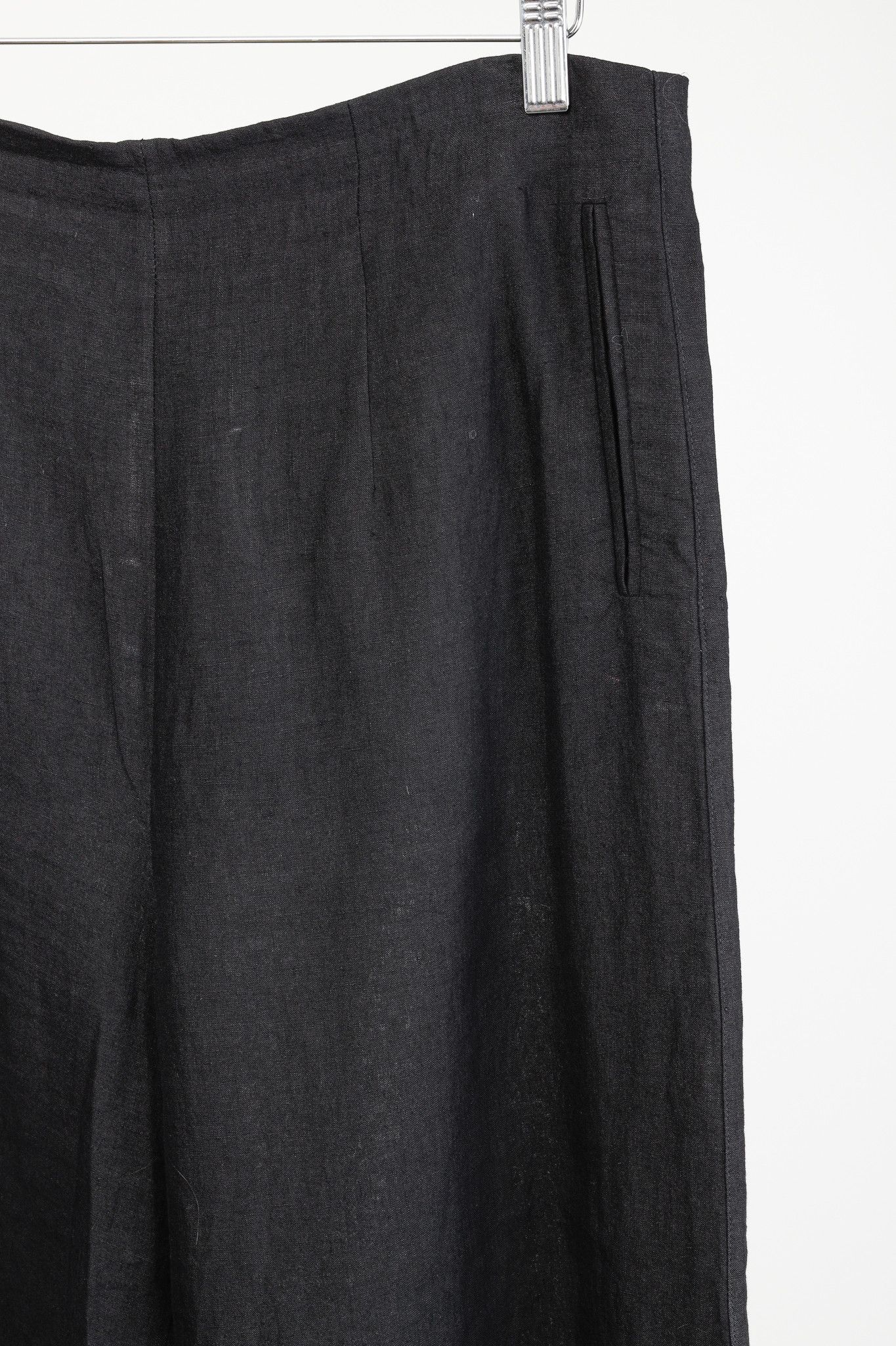Other Anett Rostel Black Linen Wide-Leg Pants Size 32" / US 10 / IT 46 - 4 Thumbnail