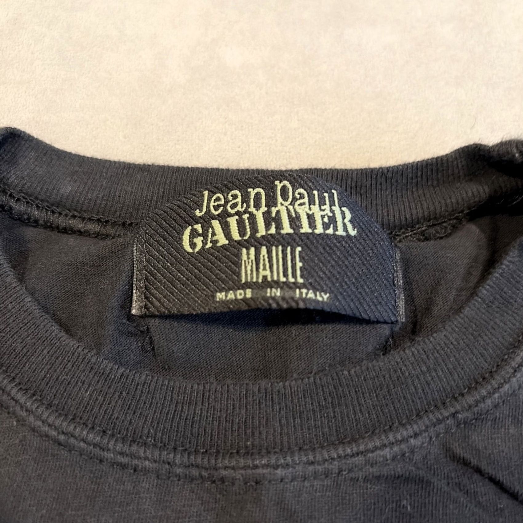 Jean Paul Gaultier VINTAGE Jean Paul Gaultier Maille Big Logo T Shirt Men's Large Black Cotton Short Sleeve Round Neck Size US L / EU 52-54 / 3 - 3 Thumbnail