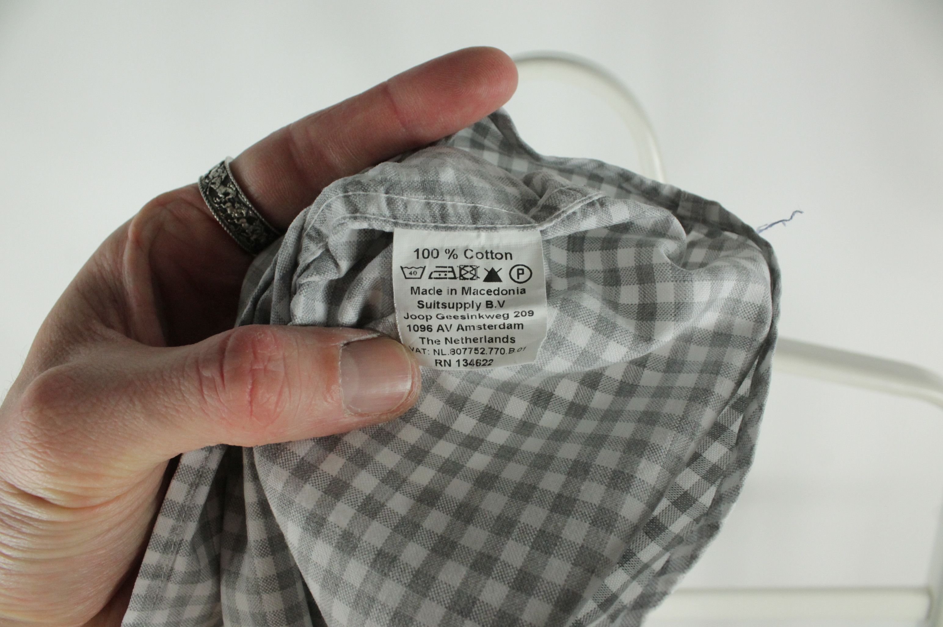 Suitsupply Suitsupply Cotton Two Ply Gray Check Formal Slim Fit Shirt Size US L / EU 52-54 / 3 - 7 Thumbnail