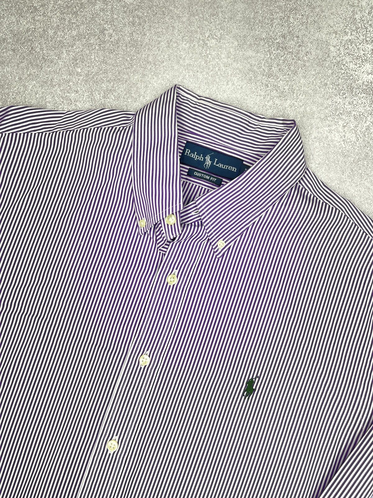Polo Ralph Lauren Vintage Polo Ralph Lauren Striped Shirt Purple Y2K Rugby RRL Size US XL / EU 56 / 4 - 4 Thumbnail