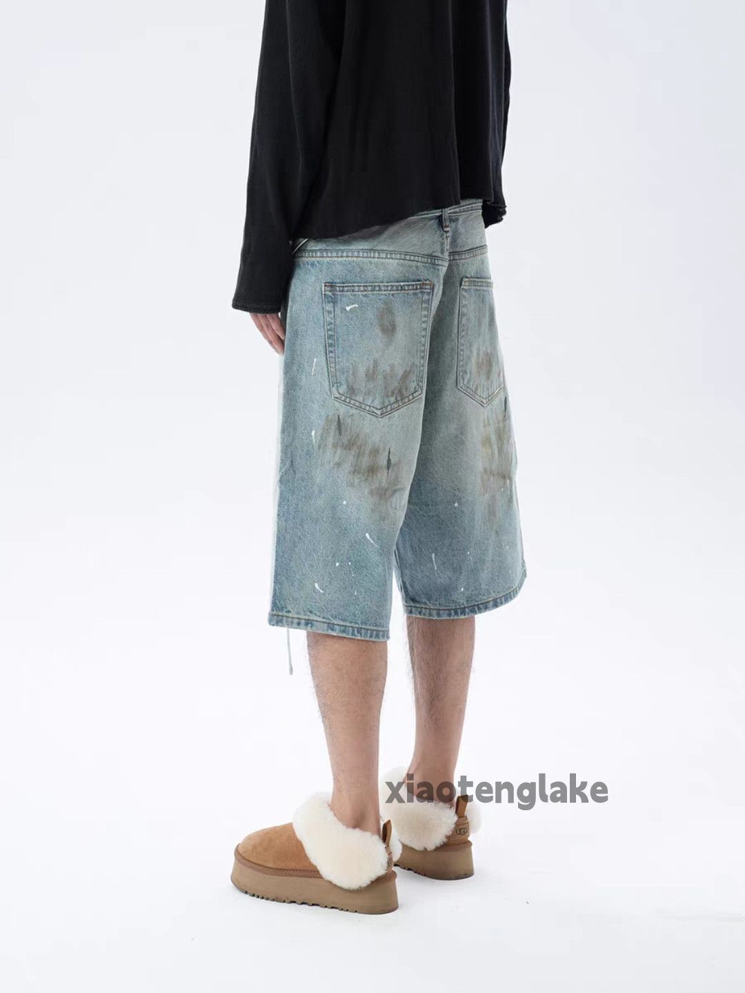 Vintage xz faded distressed loose hiphop Stain paint shorts Size US 32 / EU 48 - 3 Thumbnail