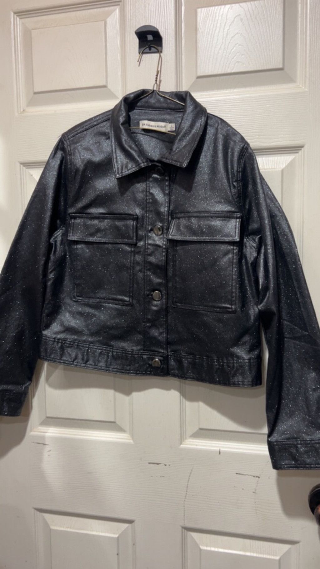 Rebecca Minkoff Women's Rebecca Minkoff Black Glitter Cropped Jacket L Size L / US 10 / IT 46 - 1 Thumbnail