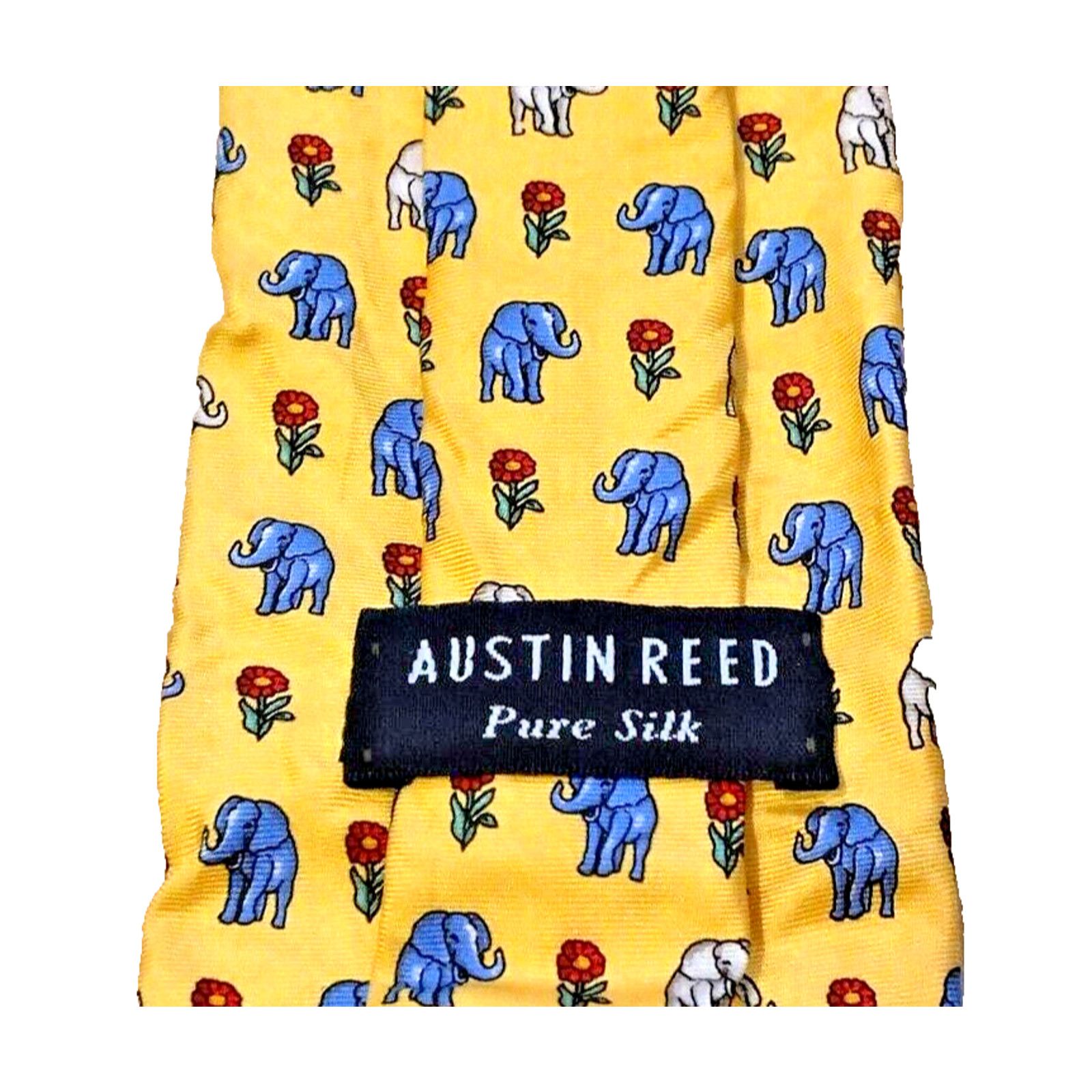 Austin Reed Austin Reed Silk Yellow w/ Elephants Necktie 54in Rep. Party Size ONE SIZE - 4 Thumbnail