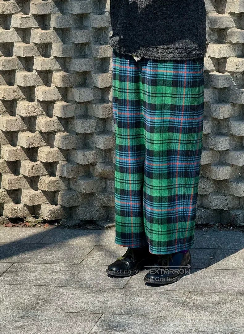 Comme des Garcons Comme Des Garcons Green checkered wool skirt pants Size 23" - 1 Thumbnail