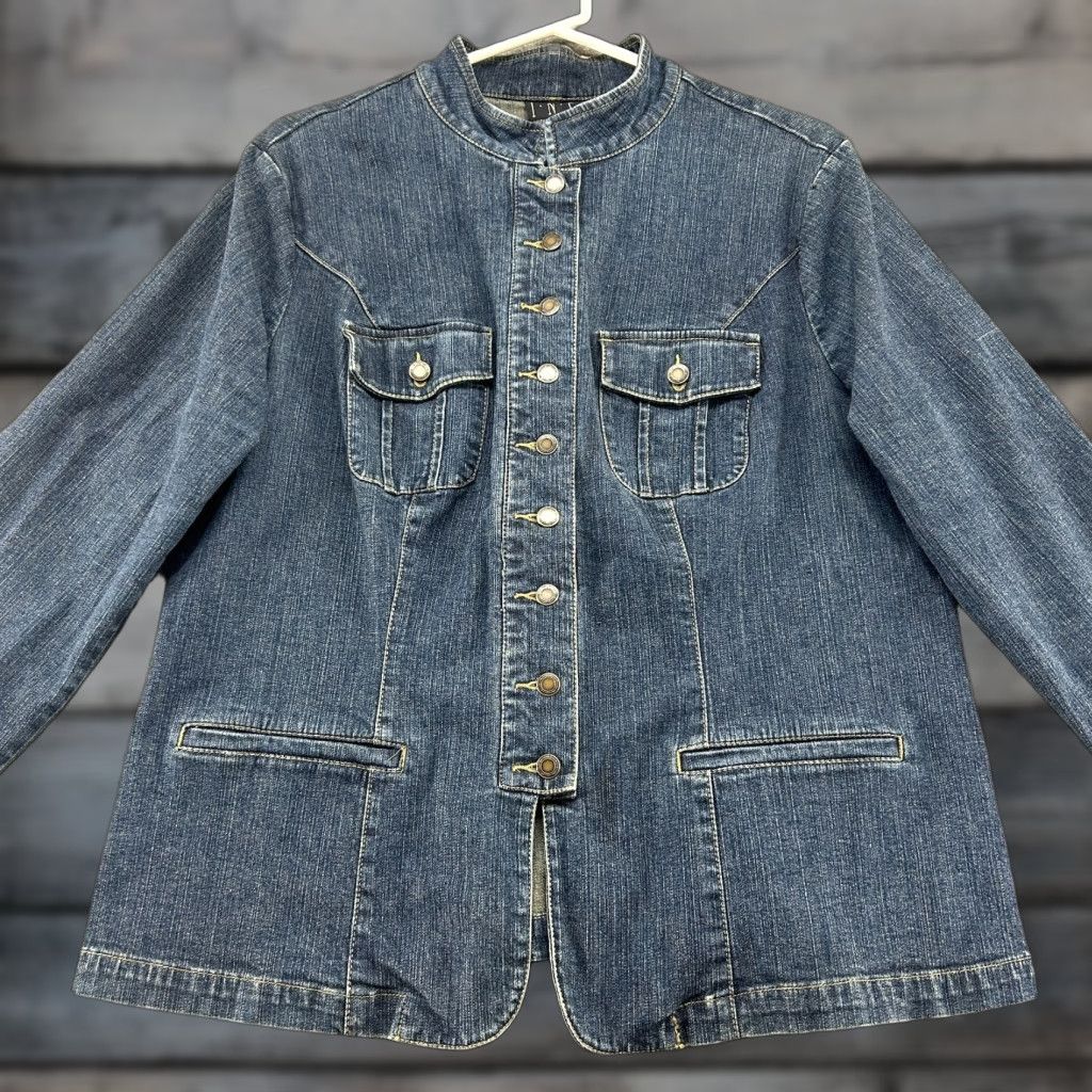 Vintage VINTAGE INC Jacket Womens 1X Blue Denim Faux Fur Cotton Short Bohemian Pockets Size XL / US 12-14 / IT 48-50 - 1 Thumbnail