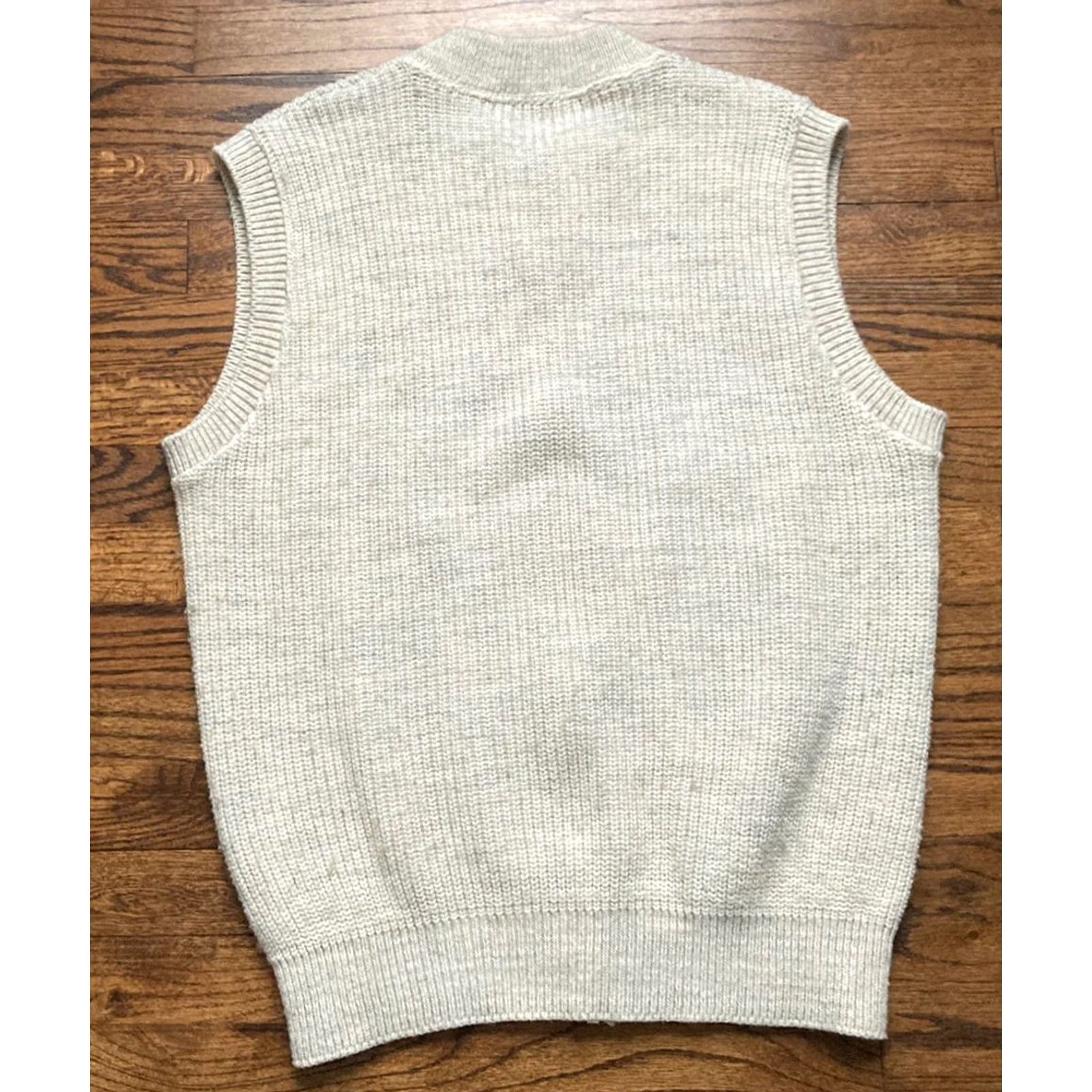 Vintage VINTAGE L.L. Bean Sweater Vest Mens Large Wool Blend USA Made High Trek Ivory Knit Vest Full Zip Men L Knit USA Vintage Size US L / EU 52-54 / 3 - 7 Thumbnail