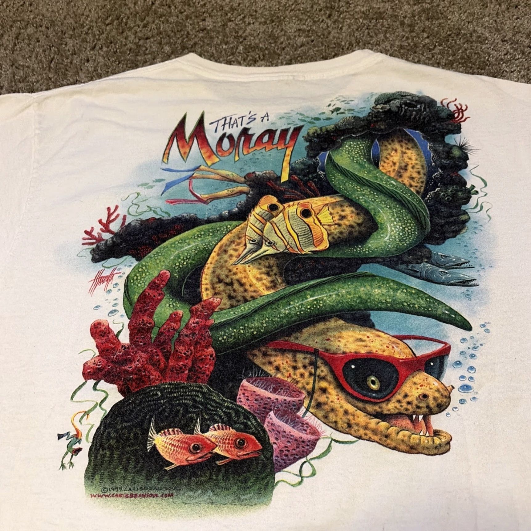 Vintage VINTAGE It’s A Moray Eel Nature Animal Funny White T-Shirt XL Mens Size US XL / EU 56 / 4 - 6 Thumbnail