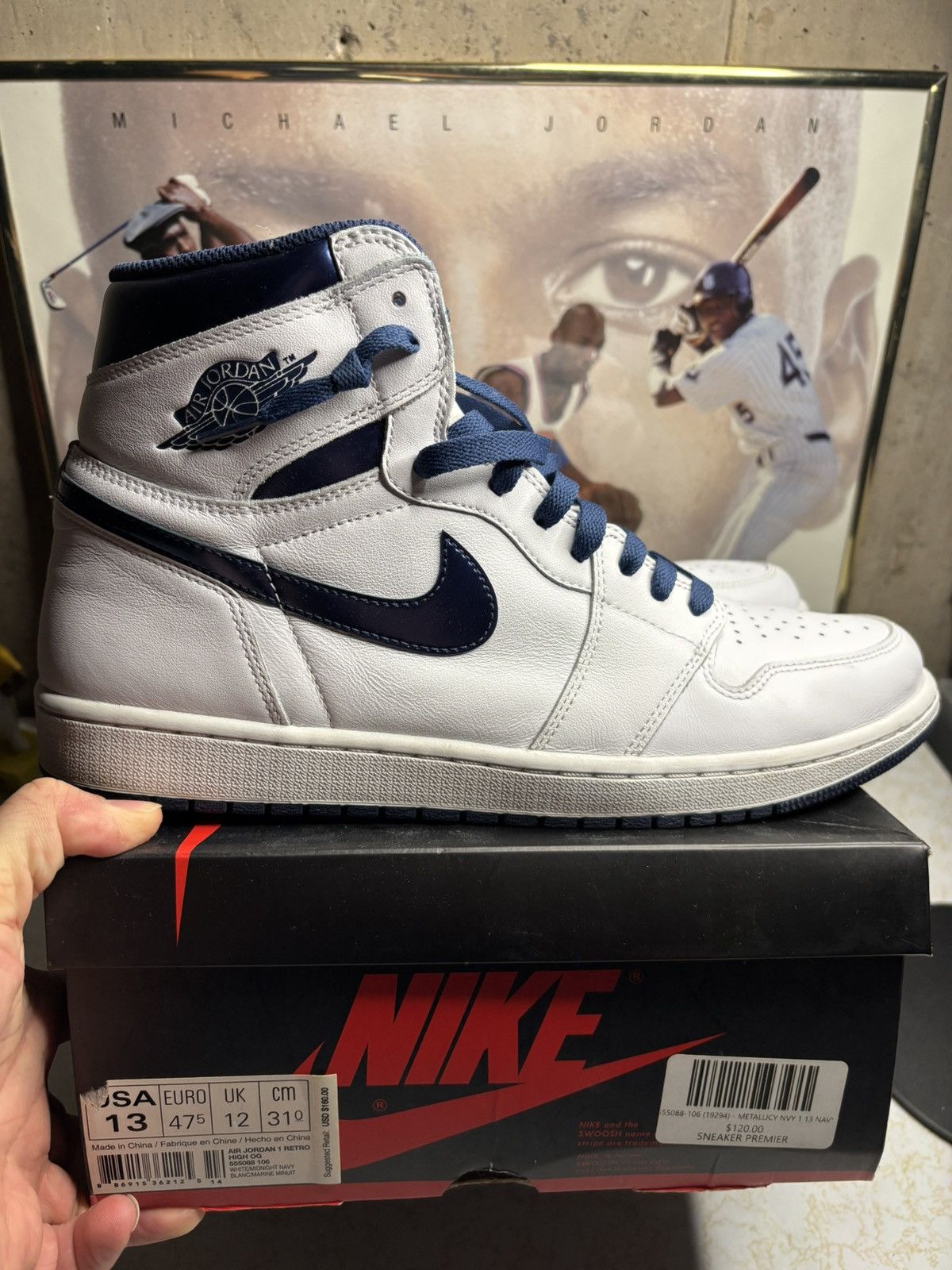 Jordan Brand Air Jordan 1 Retro High OG Metallic Navy 2016 Size US 13 / EU 46 - 1 Thumbnail