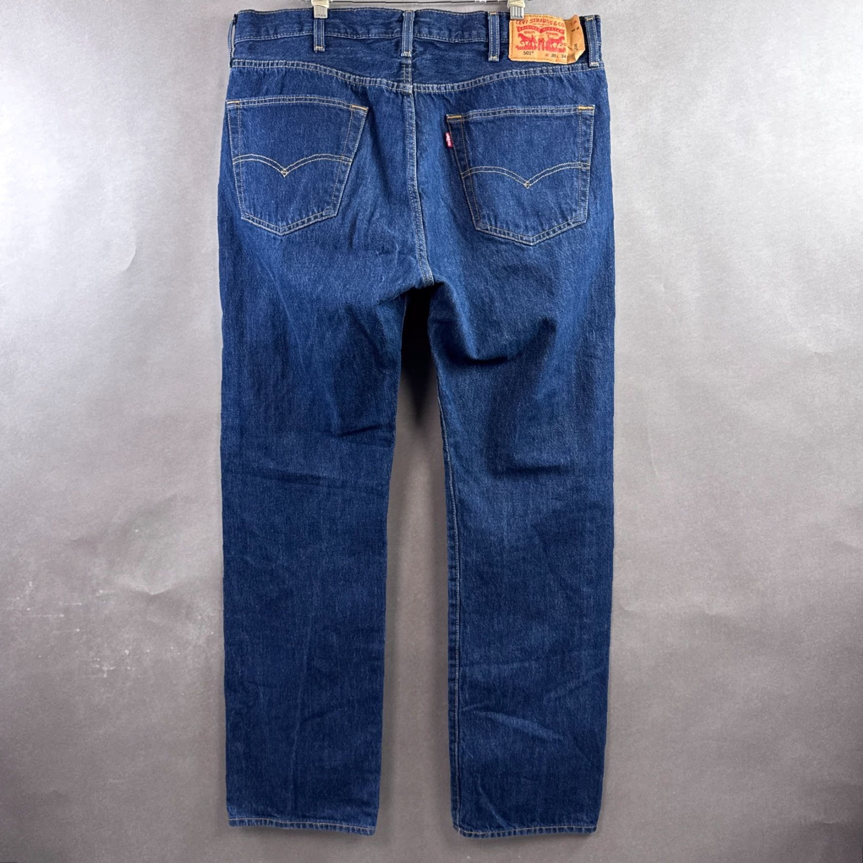 Levi's Levi's 501 Jeans Mens 38x34 Blue Denim Button Fly Straight Classic Chore Jeans Mens Regular 38 Blue Denim Cotton 5-Pocket Design Vintage: No Size US 38 / EU 54 - 3 Thumbnail