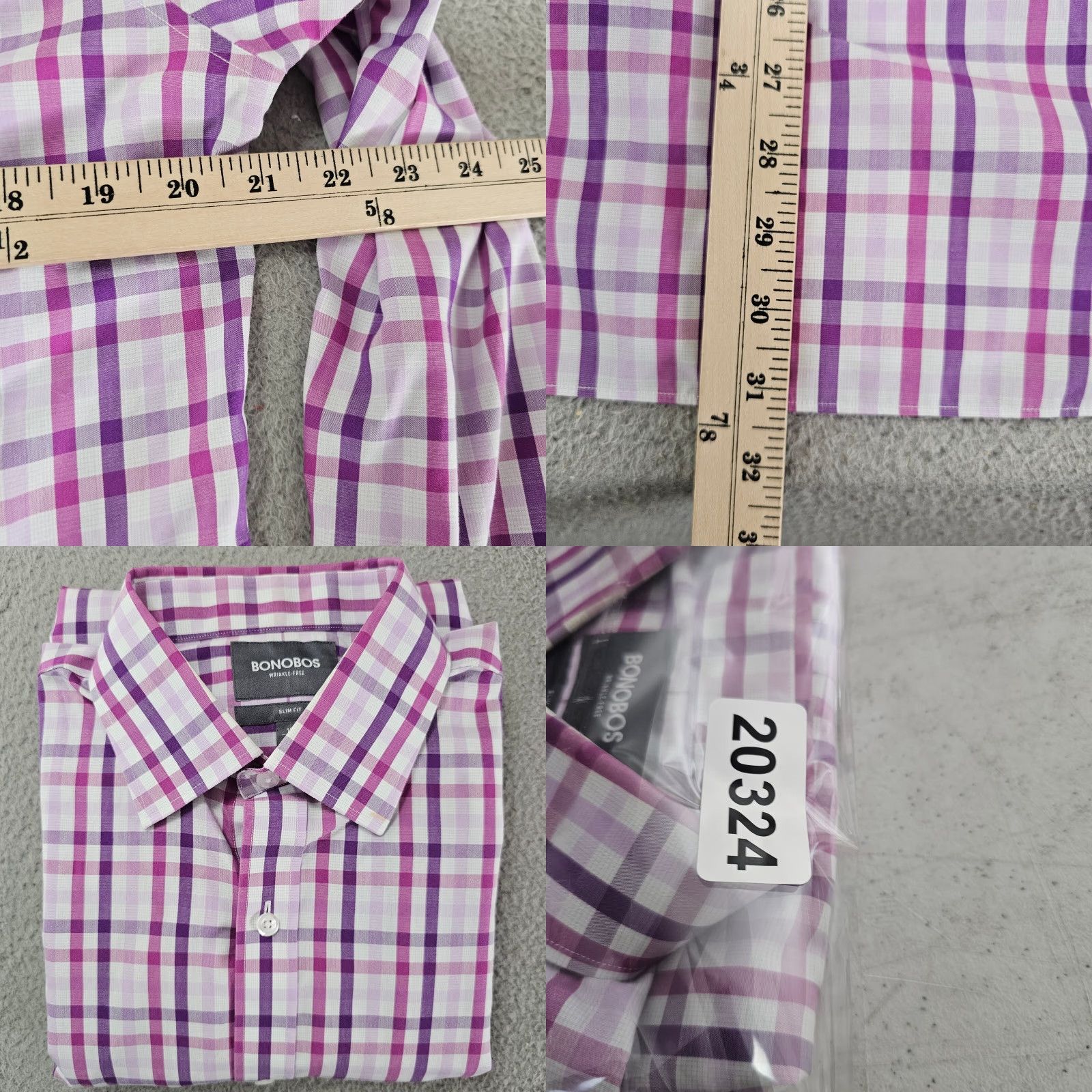 Bonobos Bonobos Shirt Mens Size 16 36 Slim Fit Pink Check Cotton Long Sleeve Button Up Size US L / EU 52-54 / 3 - 8 Thumbnail