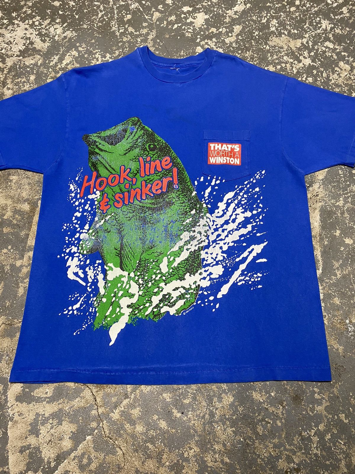 Vintage Vintage That’s Worth A Winston Hook Line Sinker 1993 Tshirt Size US XL / EU 56 / 4 - 11 Thumbnail