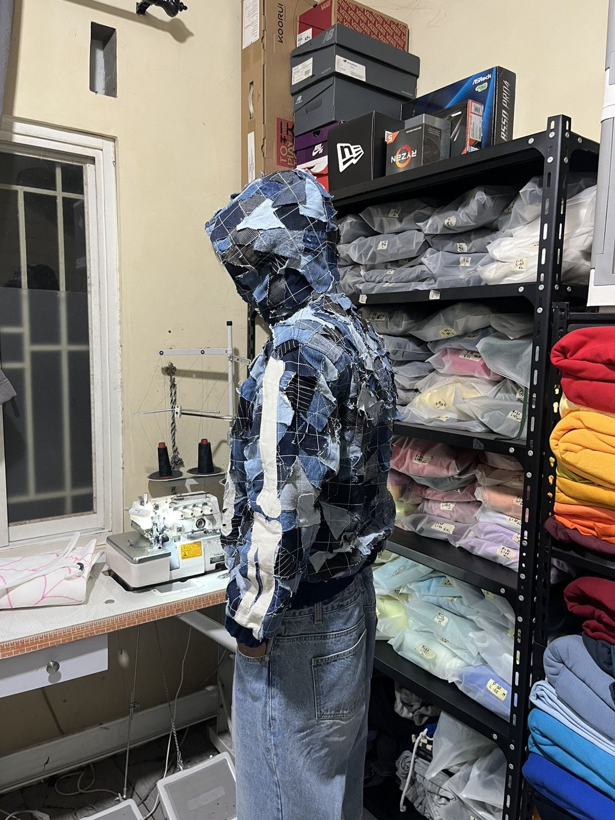 Japanese Brand Kapital Style Boro Sashiko Skeleton Zip Denim Jacket Size US L / EU 52-54 / 3 - 7 Thumbnail