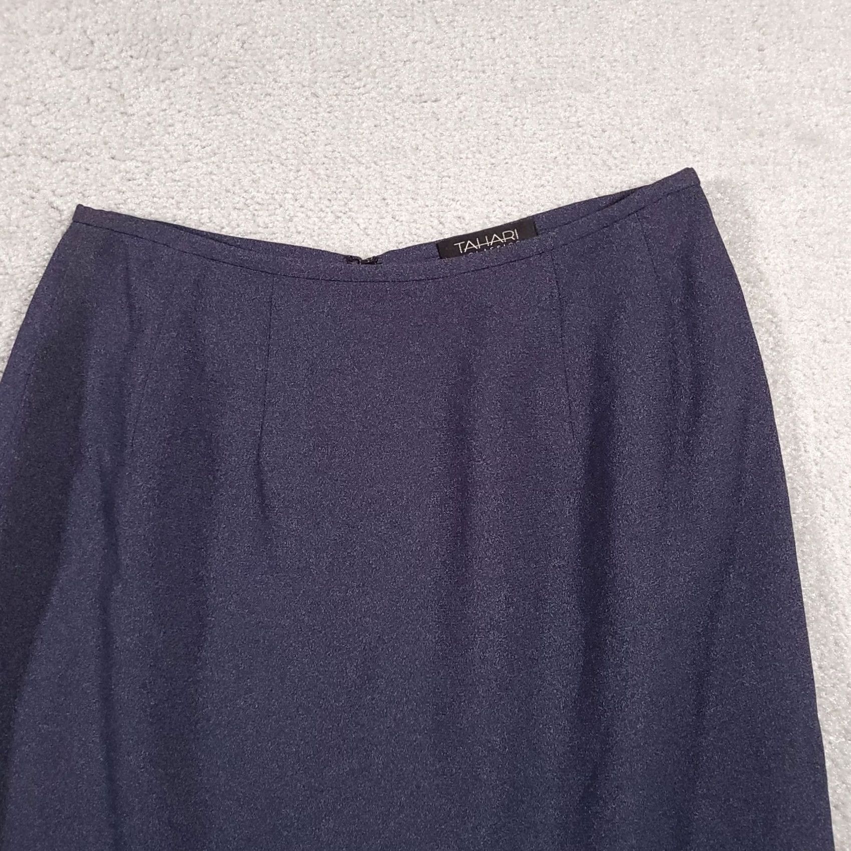 Vintage VINTAGE Tahari Skirt A-Line Pencil Women's 6 Blue Solid Lined Back Slit Zip USA Made Womens Size 28" / US 6 / IT 42 - 3 Thumbnail