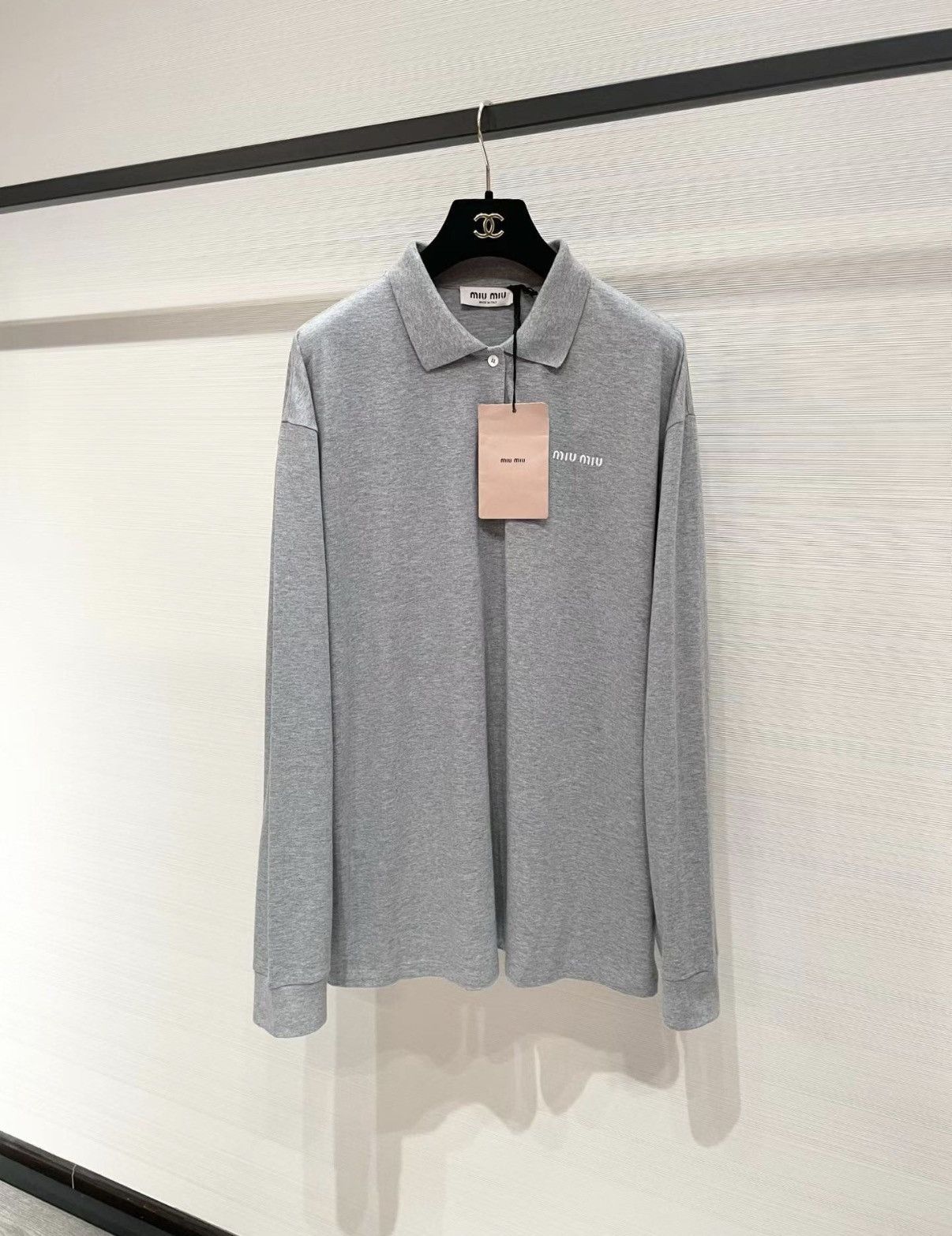 Miu Miu Miu Miu New Grey Long Sleeve Polo Shirt J33 Size M / US 6-8 / IT 42-44 - 1 Thumbnail