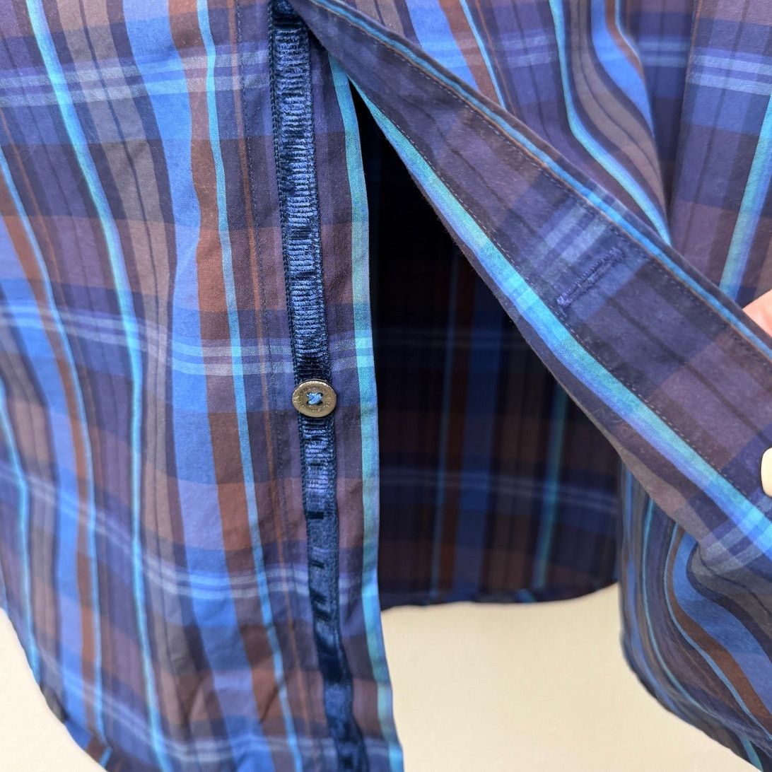 BUGATCHI Bugatchi Plaid Button Front Shirt Blue Brown Gray Men’s L Size US L / EU 52-54 / 3 - 6 Thumbnail