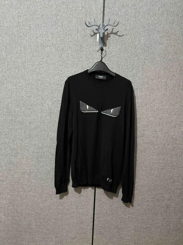Fendi Fendi Black Wool Monster Embroidery Sweater 0089 Size US M / EU 48-50 / 2 - 1 Thumbnail