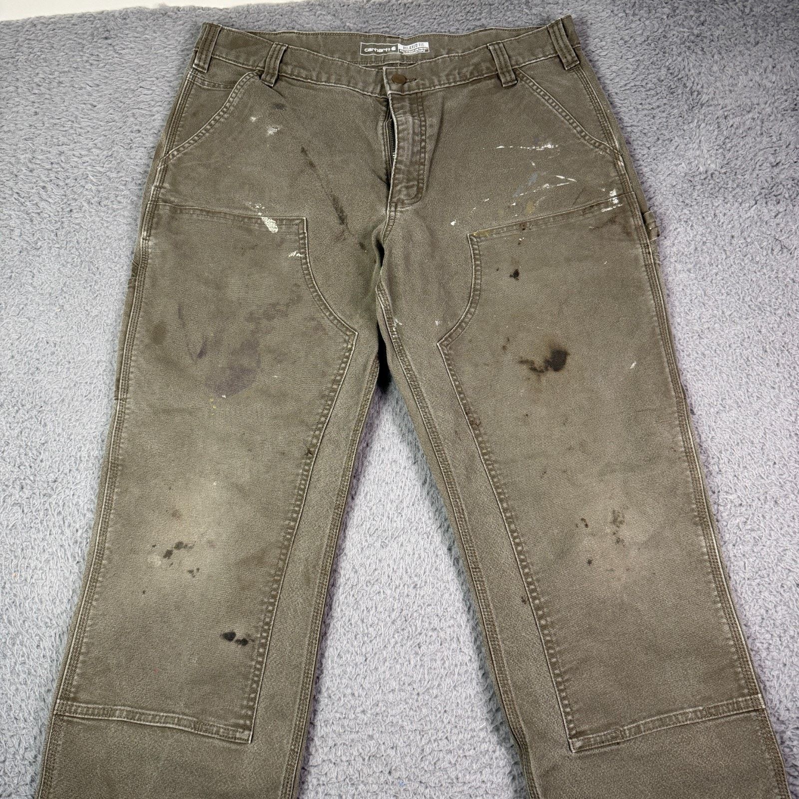 Carhartt Pants 38x32 Green Duck Double Front Utility Work