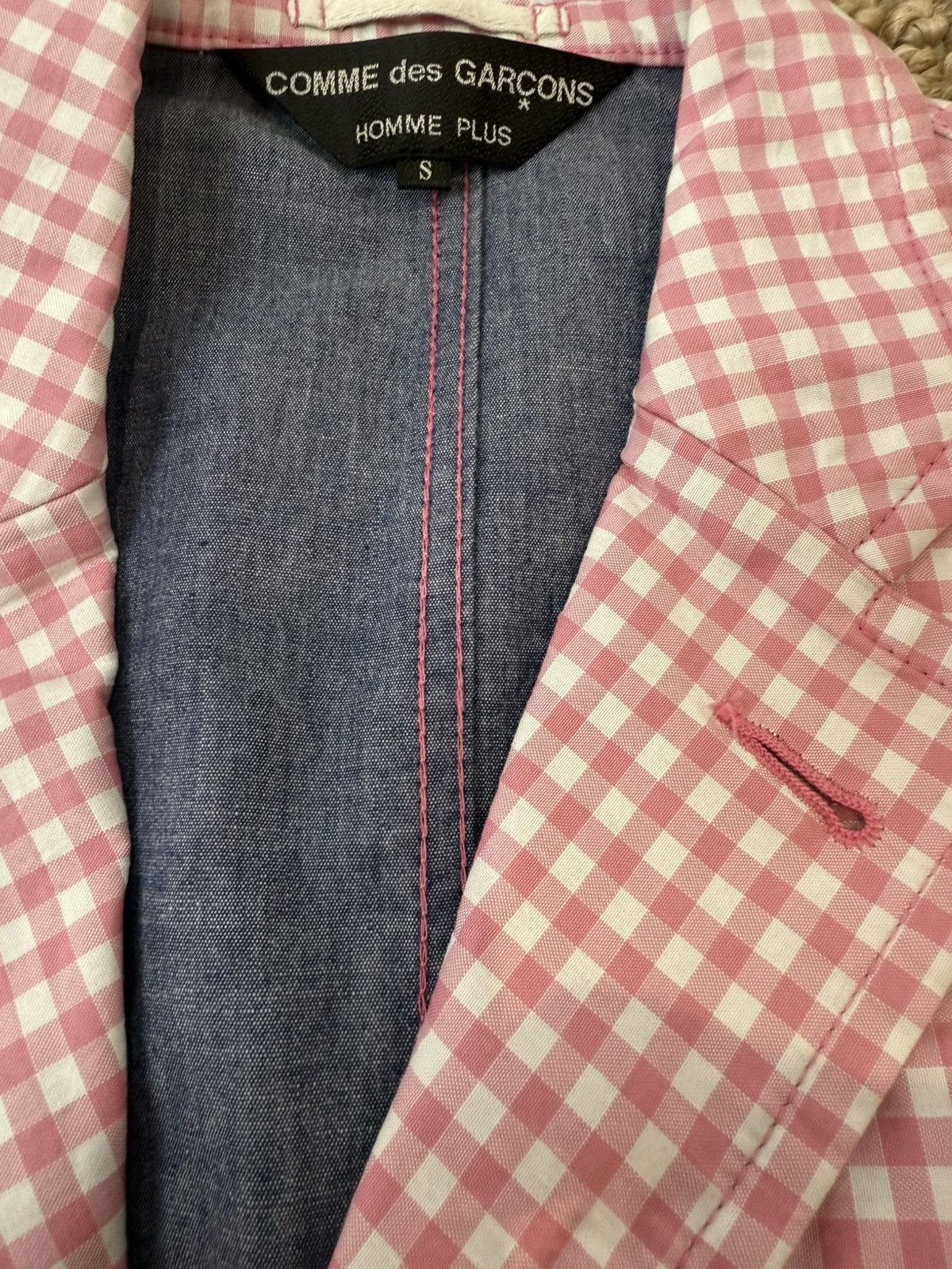 Comme des Garcons COMME DES GARÇONS Homme Plus cropped slim-fit gingham jacket Size 50S - 3 Thumbnail