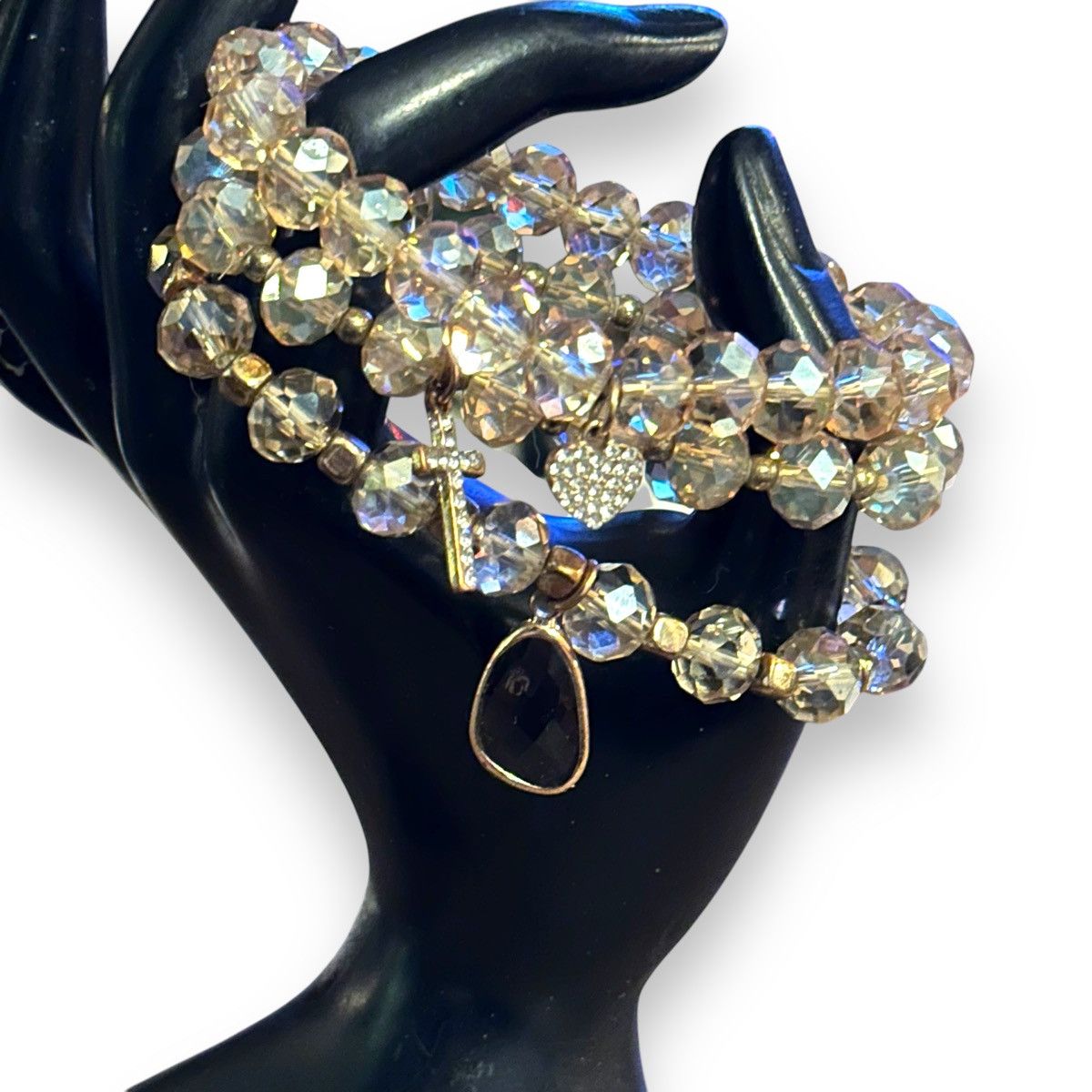 Other Champagne crystal glass bead stretch bracelets Size ONE SIZE - 2 Thumbnail