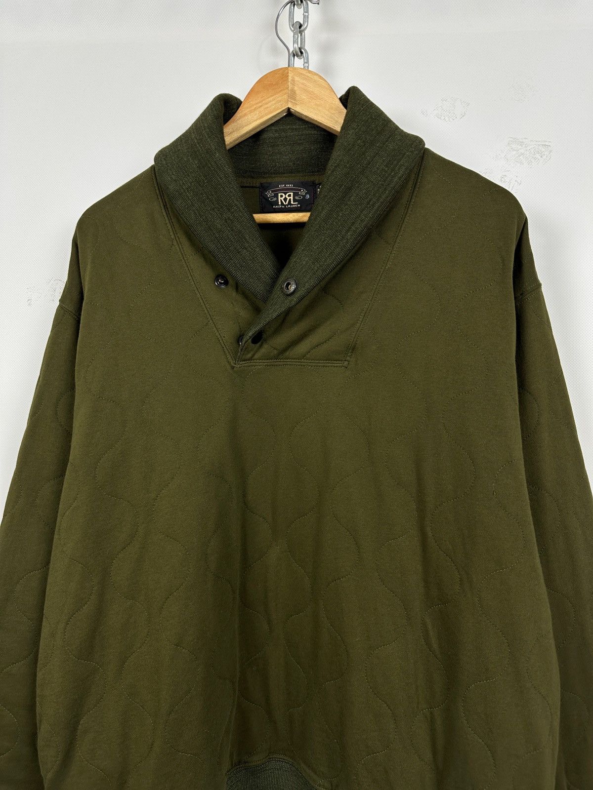 RRL Ralph Lauren RRL Ralph Lauren Khaki Quilted Shawl Collar Sweatshirt Size US XL / EU 56 / 4 - 6 Thumbnail