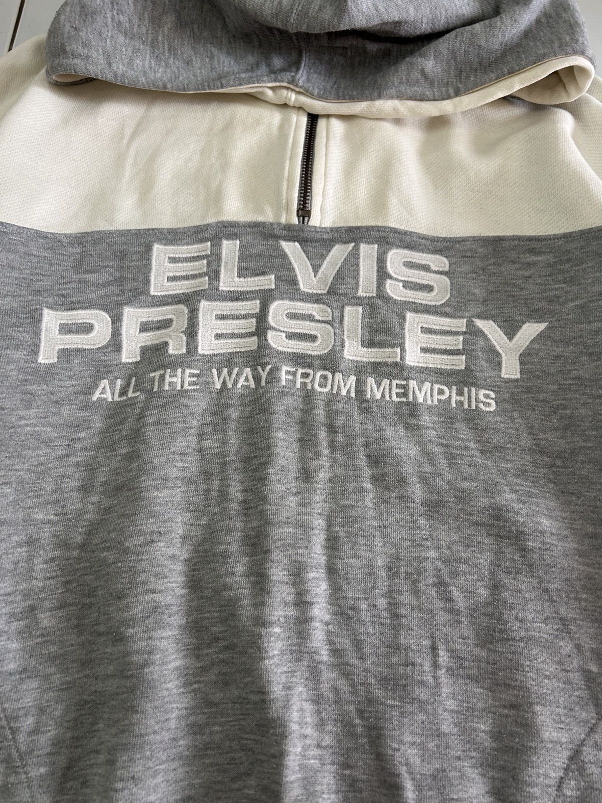 Band Tees × Vintage Vintage 90s ELVIS PRESLEY Embroidered Zipper Hoodie Size US L / EU 52-54 / 3 - 4 Thumbnail