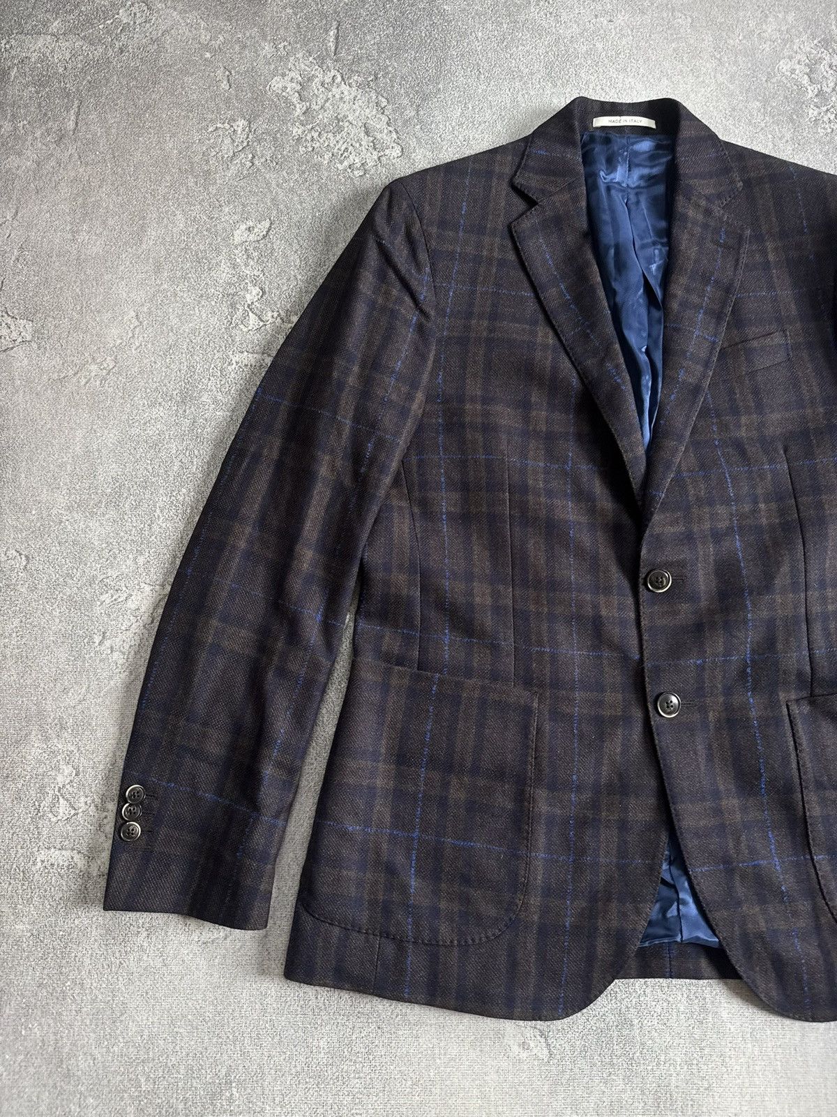 Boggi Boggi 52size wool Chekered blazer button up jacket luxury Size 42R - 13 Thumbnail