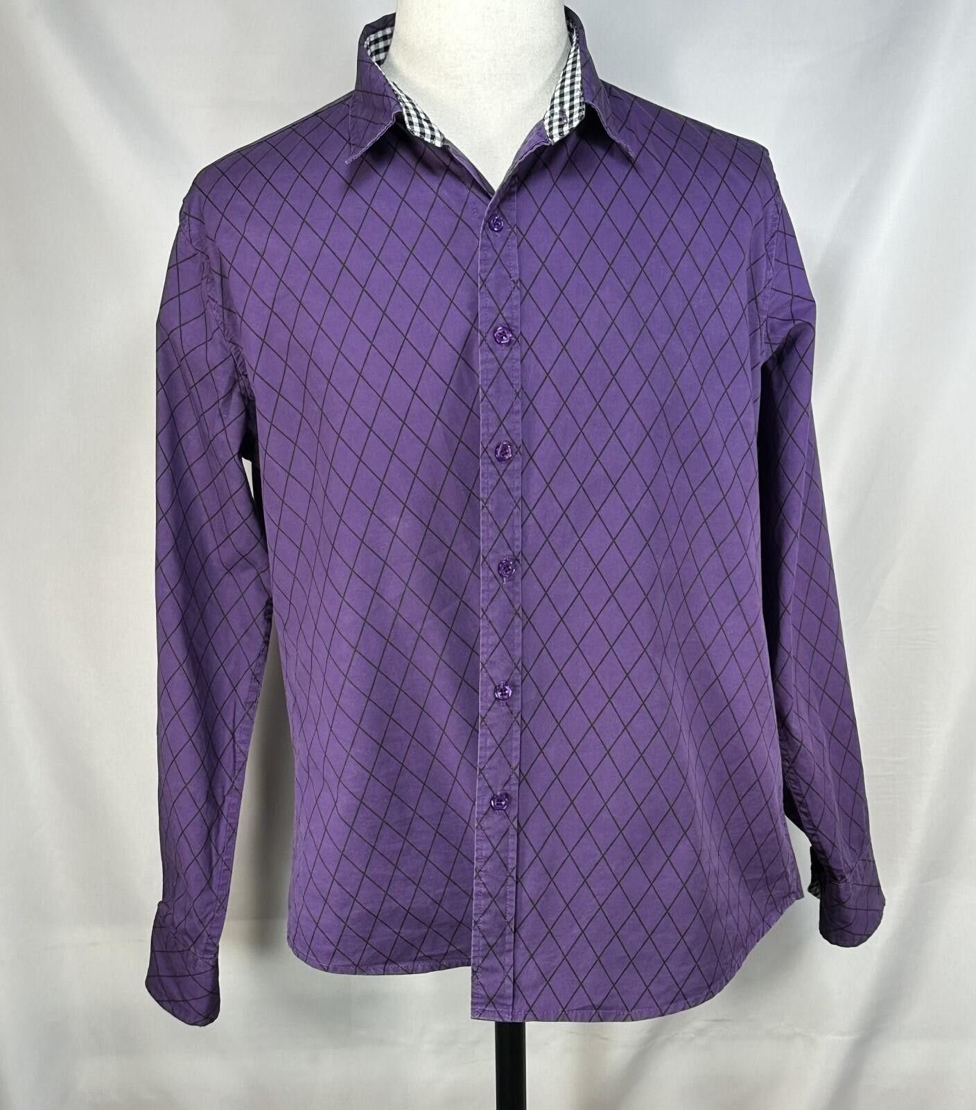 Other Coofandy Cotton/Poly Diamond Check Button Up Purple Mens L Size US L / EU 52-54 / 3 - 1 Thumbnail