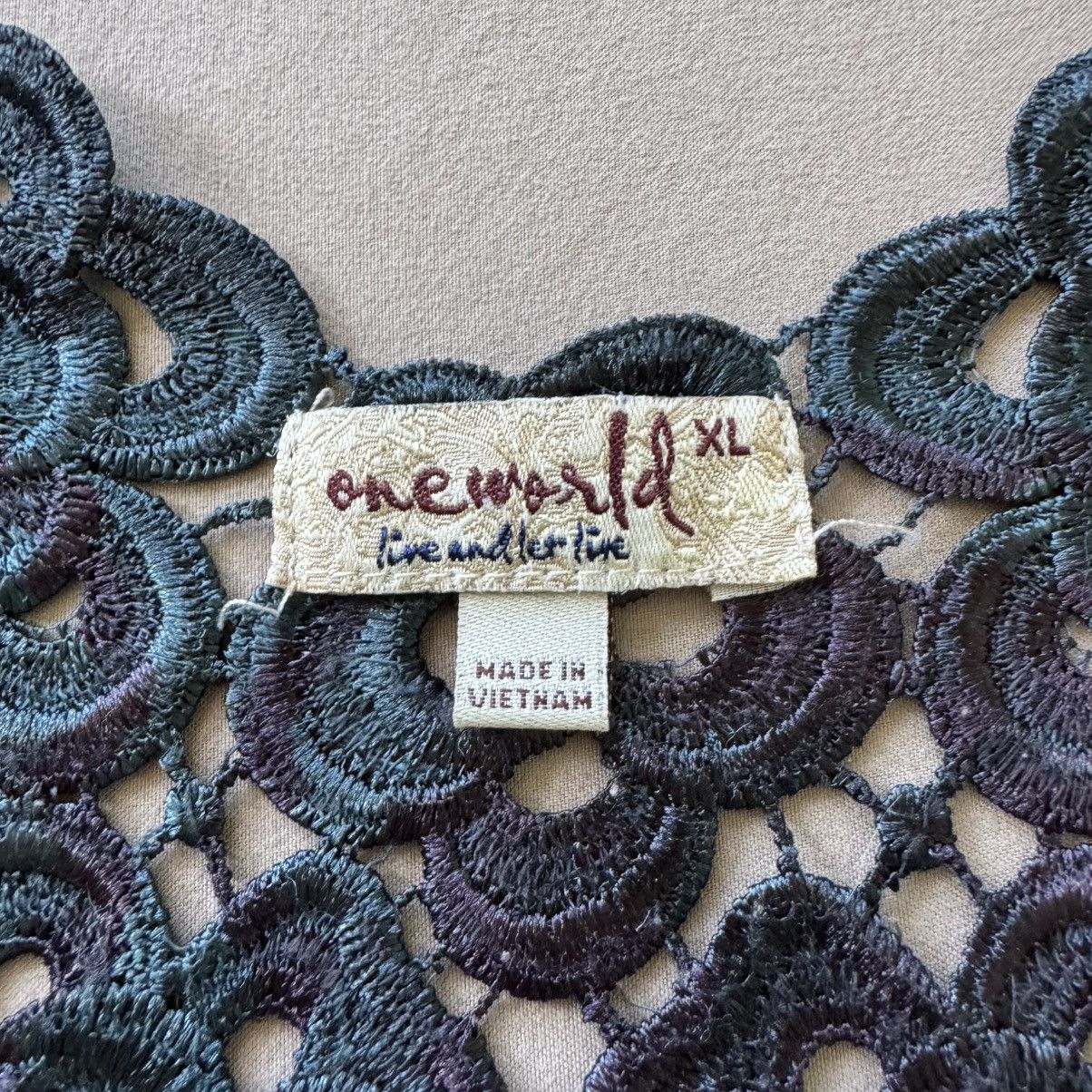 Other Y2K One World Lace Trim Flutter Sleeve Multi Pattern Top Size XL / US 12-14 / IT 48-50 - 4 Thumbnail