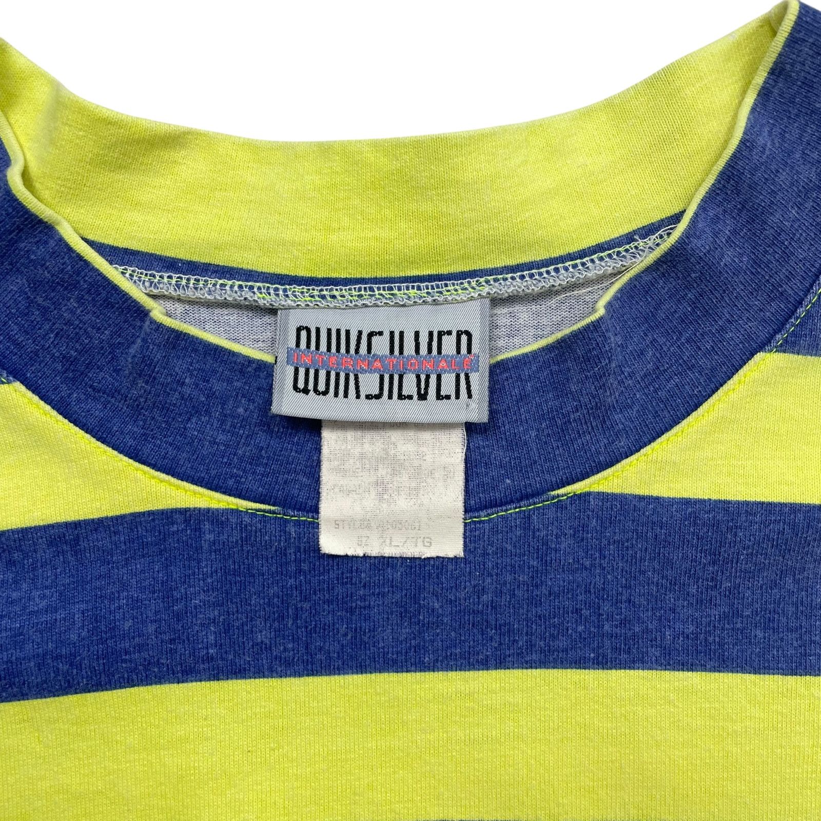 Quiksilver VTG 90s QUICKSILVER STRIPED LOGO SURF SKATE T-SHIRT NEON Size US XL / EU 56 / 4 - 5 Thumbnail