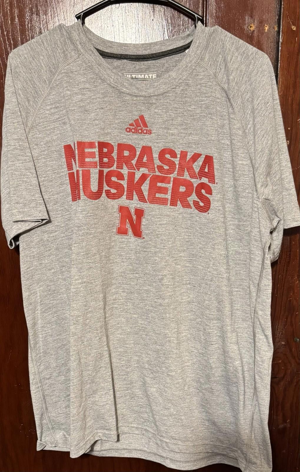 Adidas University of Nebraska Cornhuskers Adidas TShirt Men XL Gray Size ONE SIZE - 1 Thumbnail
