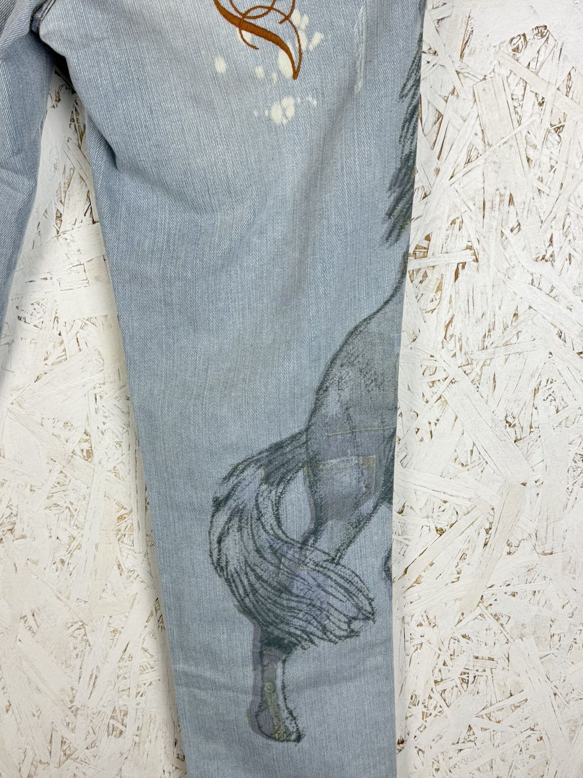 Just Cavalli Vintage Just Cavalli 2001 Horse Tattoo Printed Jeans Size 30 Size 31" - 10 Thumbnail
