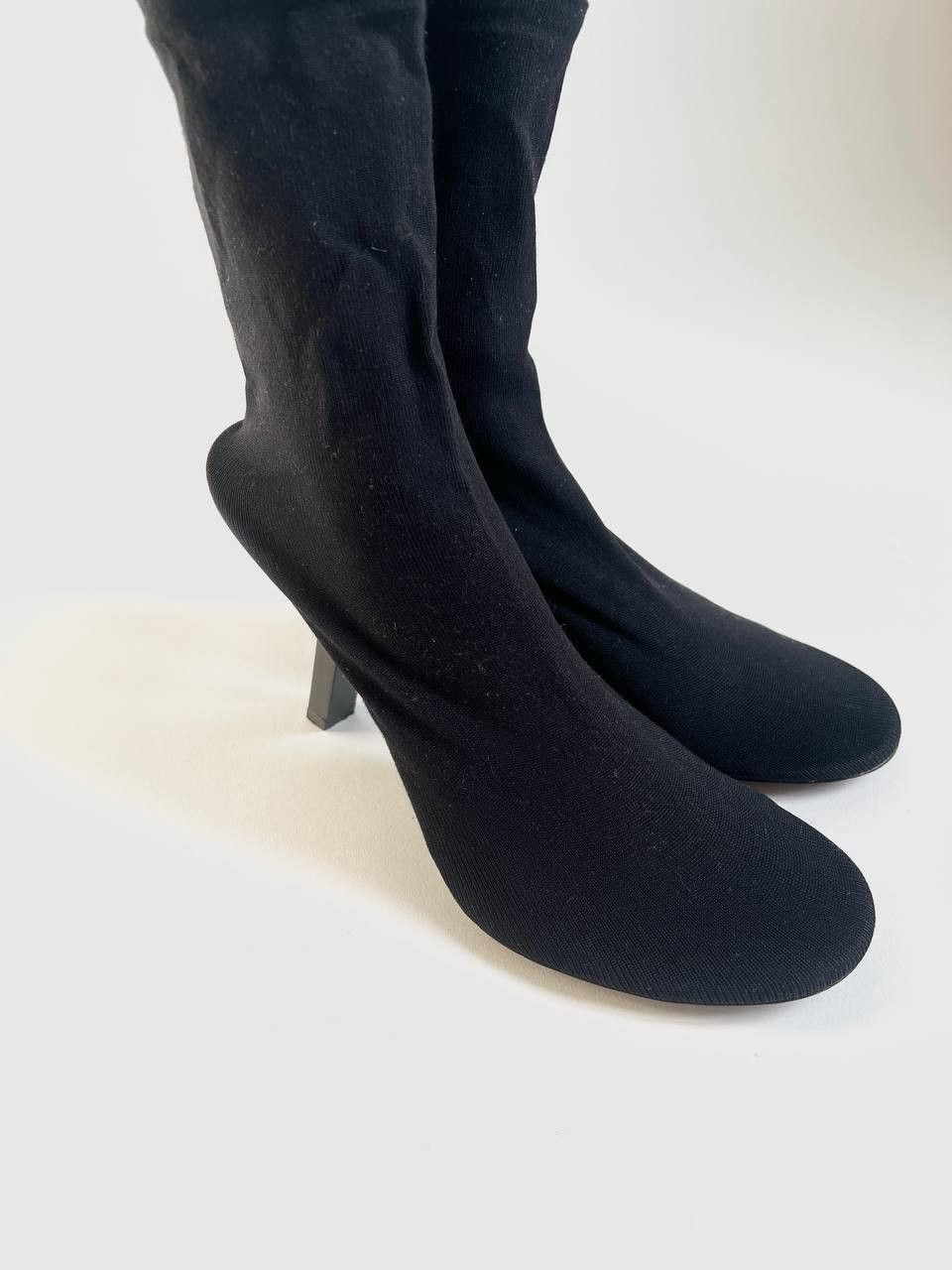 Balenciaga BALENCIAGA Black Stretch Heeled Sock Boots Size US 7.5 / IT 37.5 - 6 Thumbnail