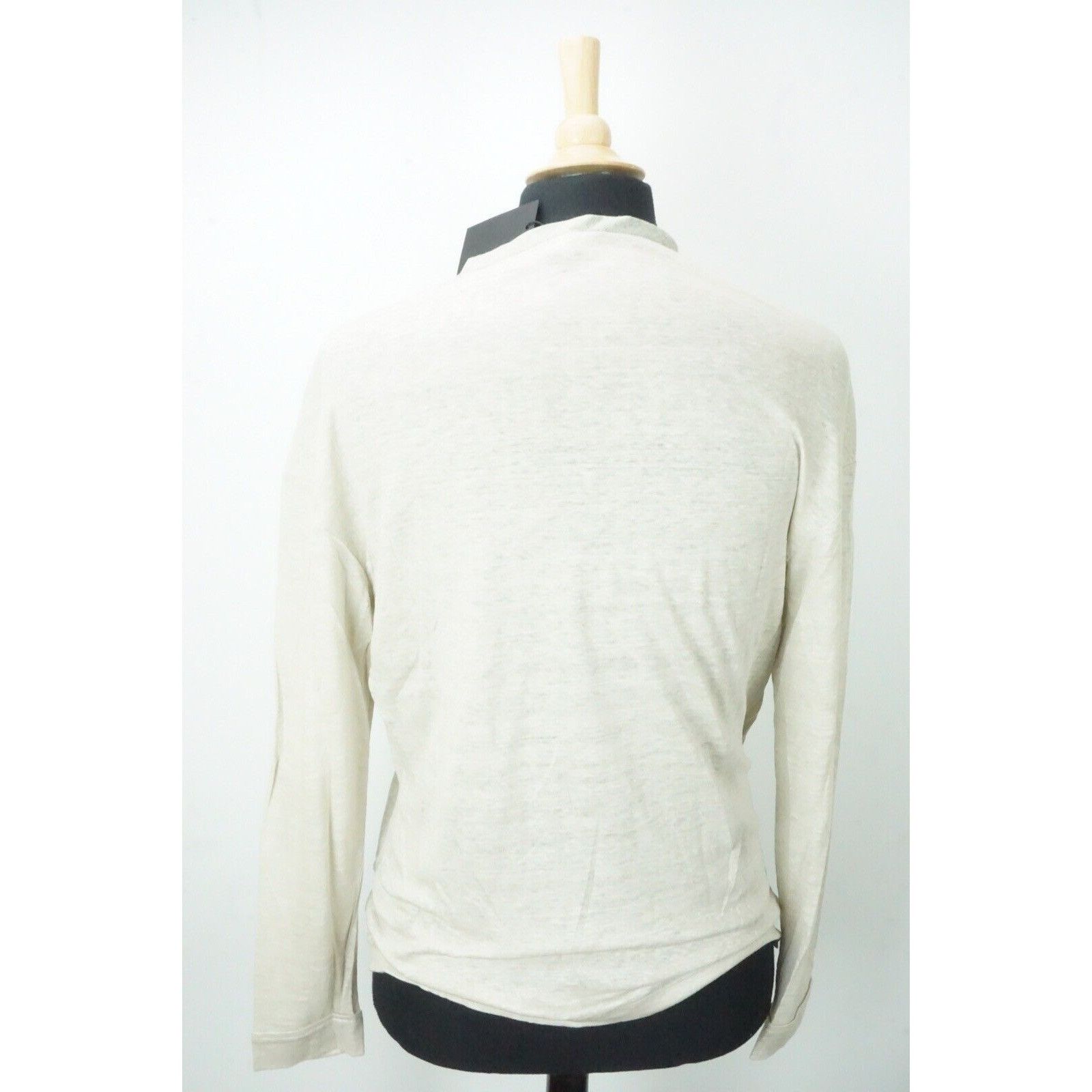 Giorgio Armani Giorgio Armani Black Label Oatmeal 100% Linen Henley Jersey Size US M / EU 48-50 / 2 - 3 Thumbnail