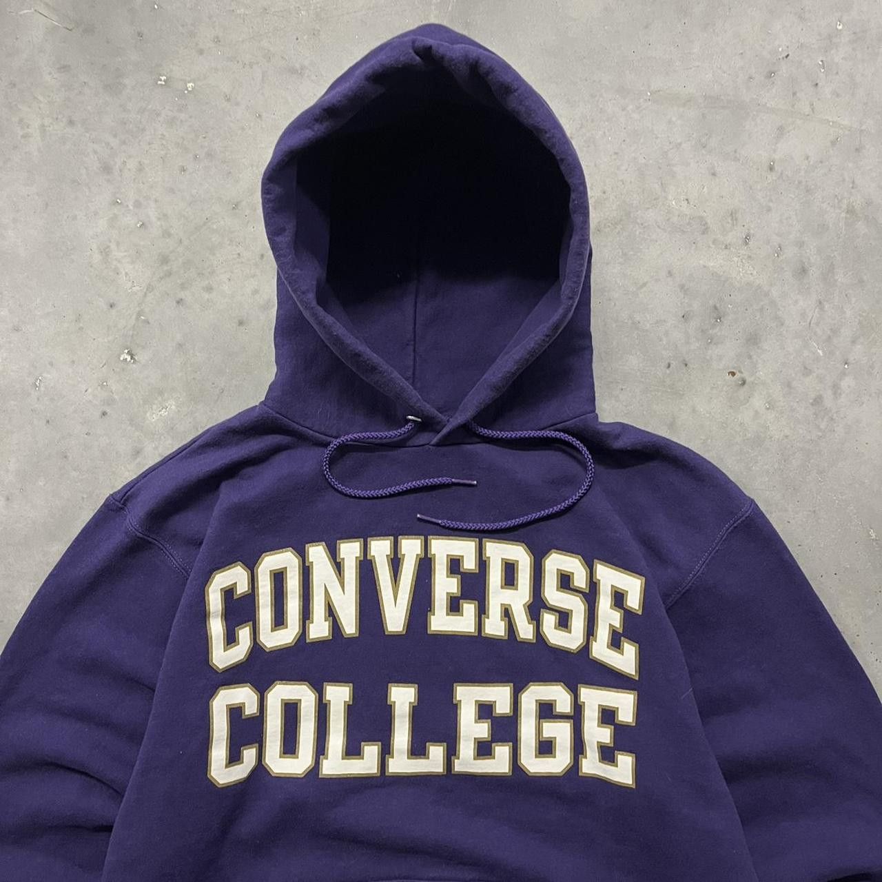 Champion × Vintage Crazy Vintage Y2K/2000s Purple Converse College Hoodie Size US M / EU 48-50 / 2 - 2 Thumbnail