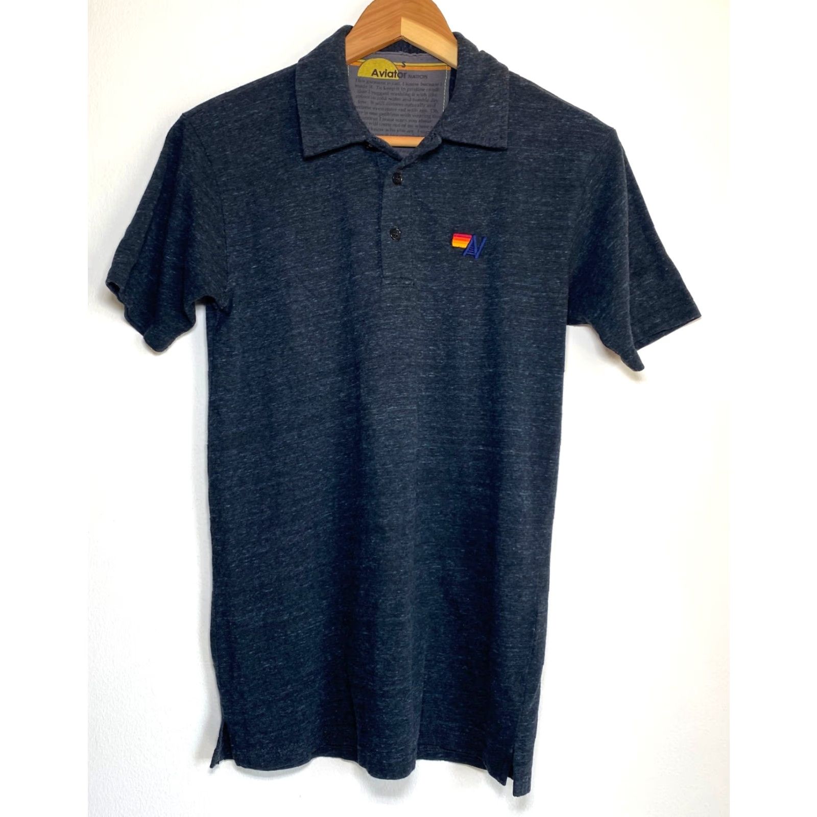 Aviator Nation Aviator Nation Polo Shirt Mens Short Sleeve Logo Charcoal S | Cotton Blend | Button Collar | Solid Size US S / EU 44-46 / 1 - 4 Thumbnail