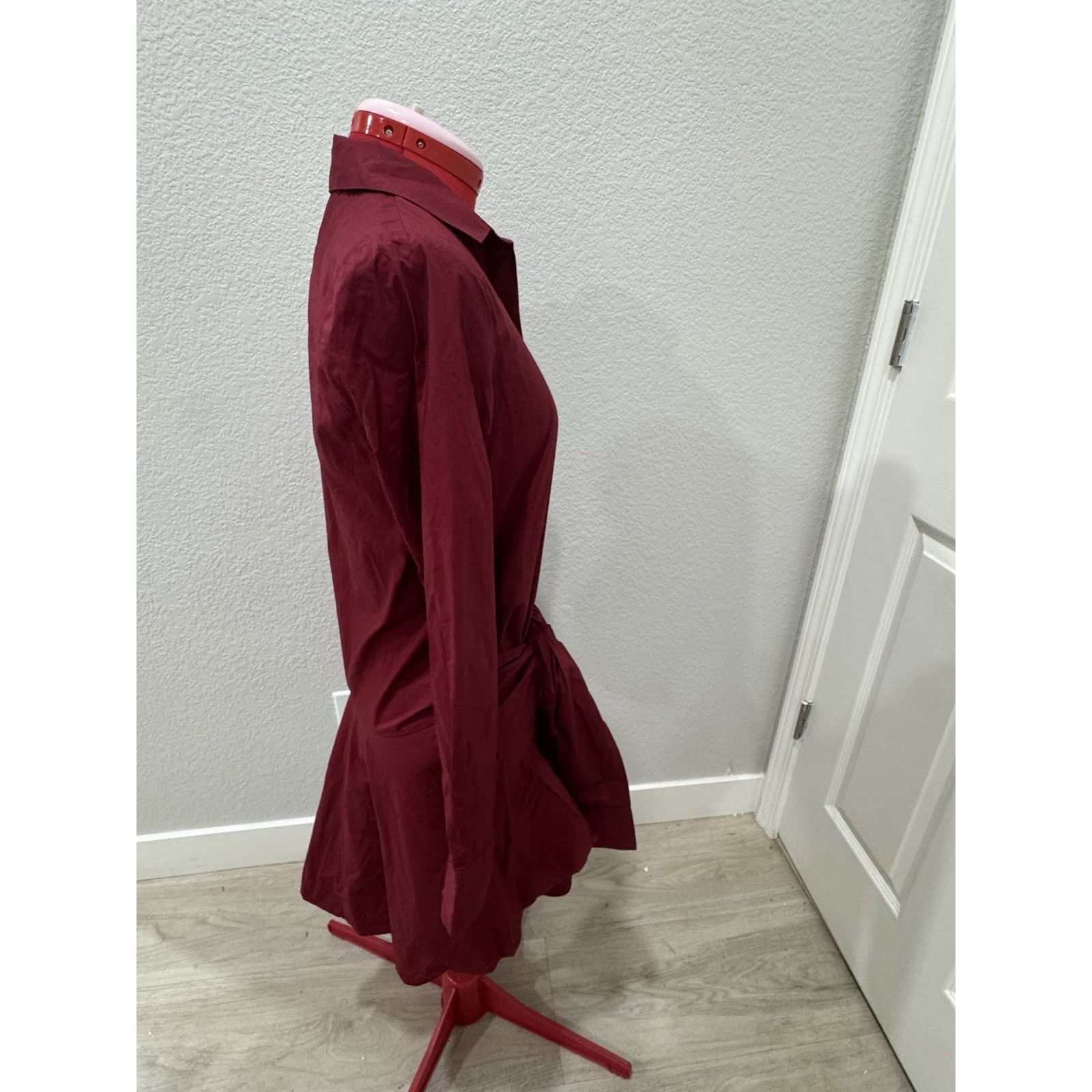 Derek Lam 10 Crosby DEREK LAM 10 CROSBY Burgendy shirtdress cotton front tie Size XS / US 0-2 / IT 36-38 - 3 Thumbnail