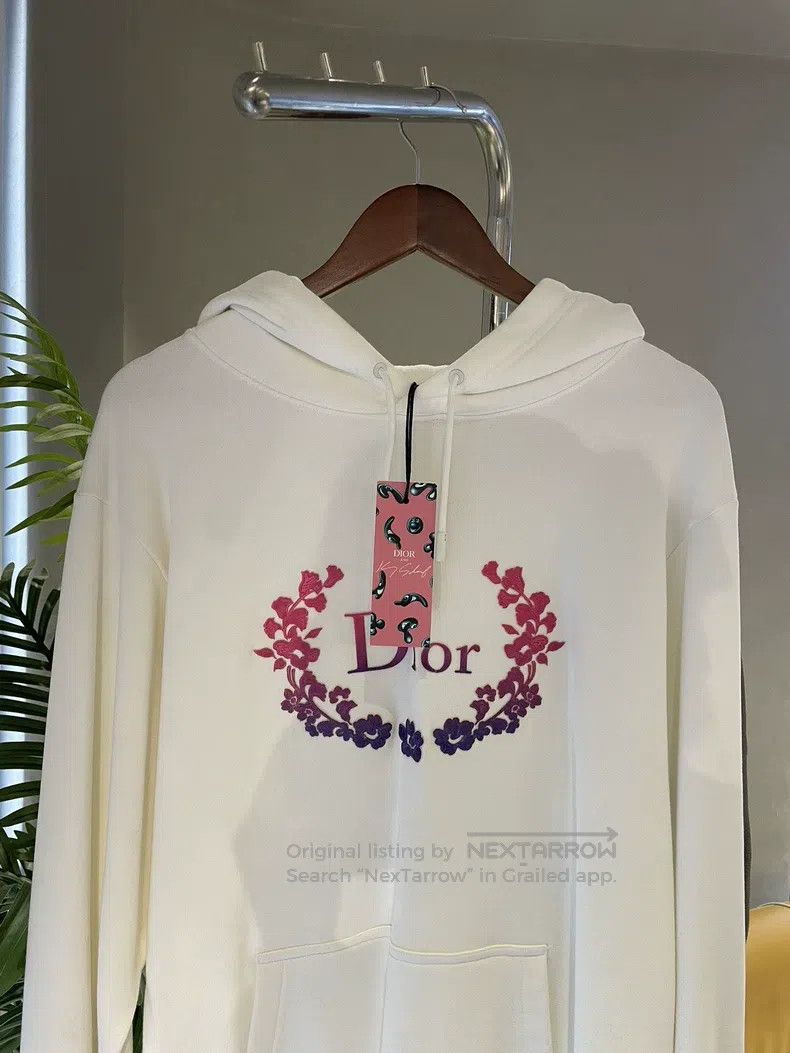 Dior Dior White logo embroidered hooded sweatshirt Size US L / EU 52-54 / 3 - 4 Thumbnail