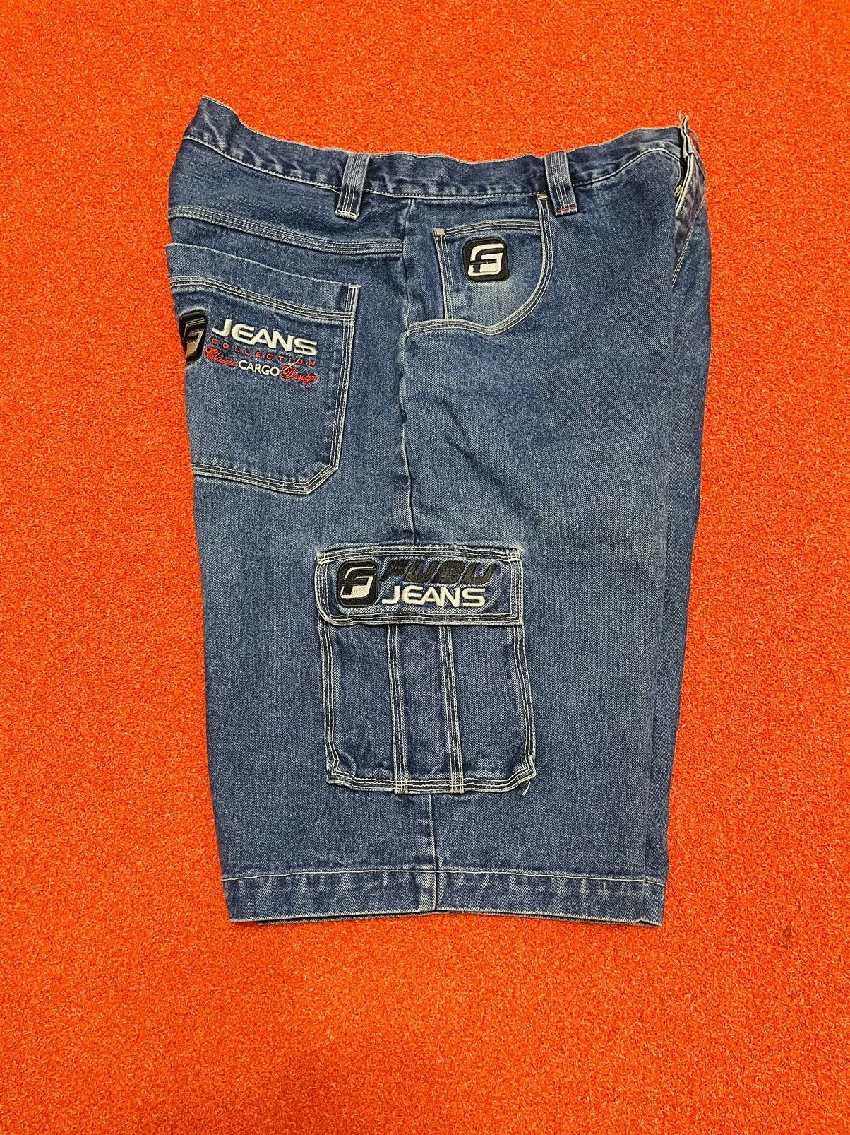 Fubu × Vintage Fubu Jeans Mens Cargo Dark Wash Denim Baggy Hip Hop Size US 38 / EU 54 - 2 Thumbnail