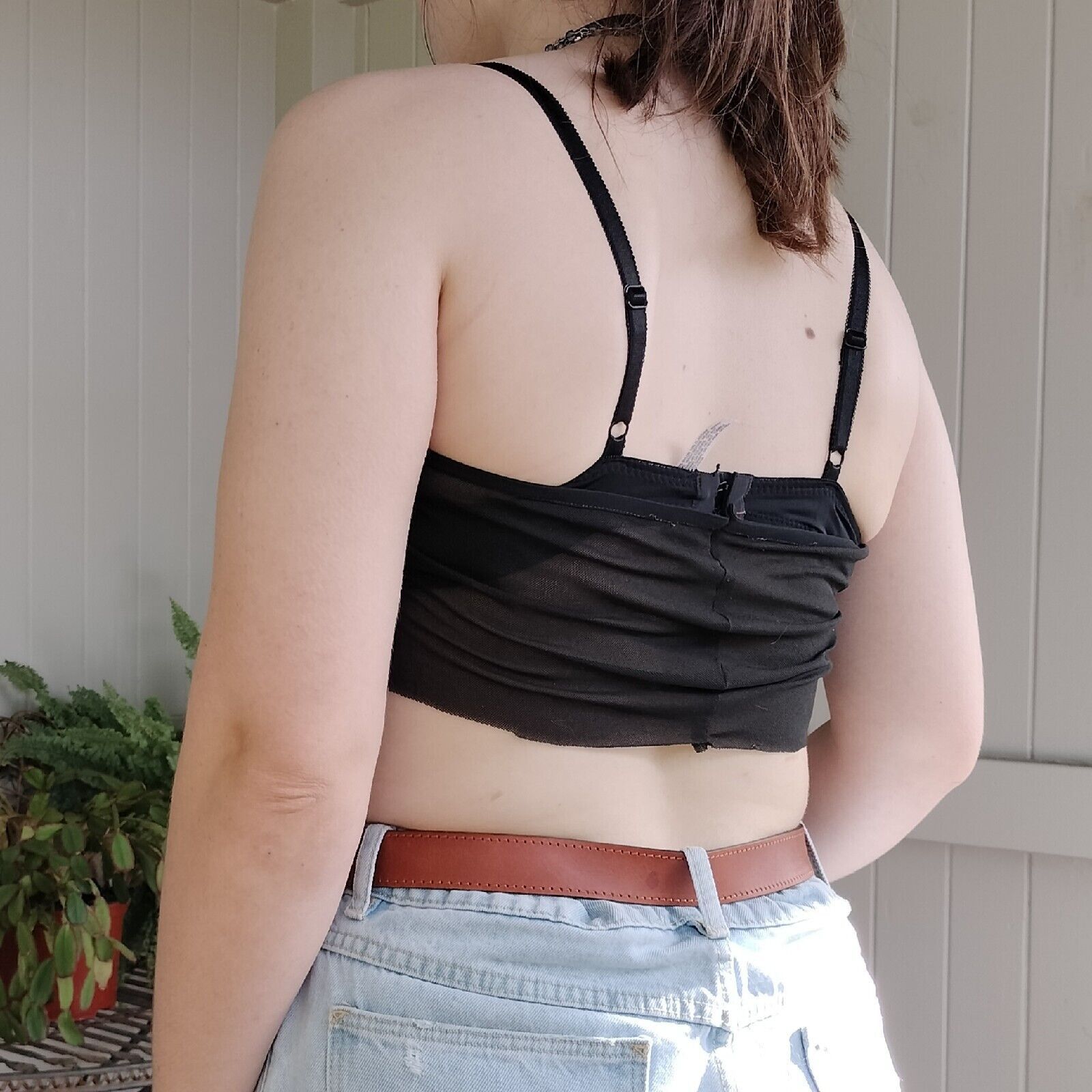 Designer Manning Cartell Upcycled Crop Top Black Halter Mesh Size M / US 6-8 / IT 42-44 - 4 Thumbnail