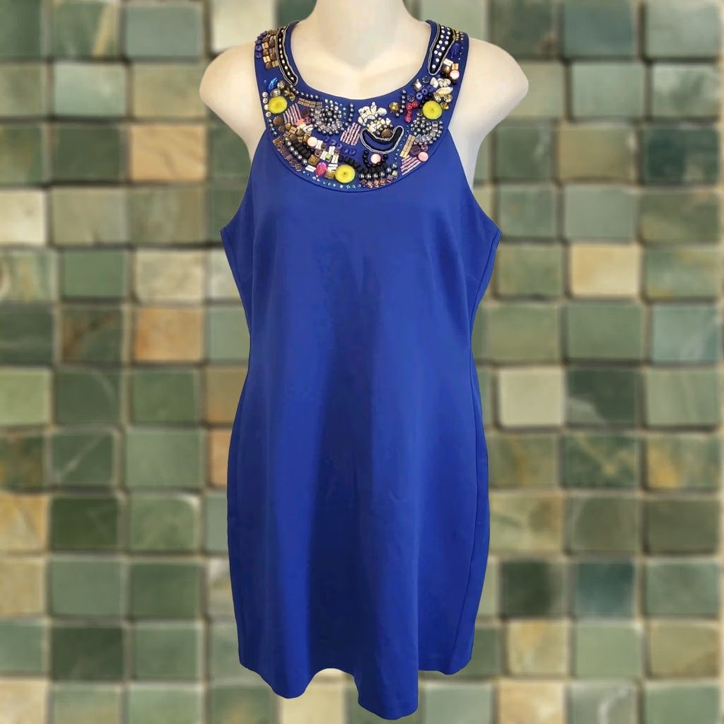 Trina Turk Trina Turk Mini Dress Size 8 Royal Blue Beaded Embellished Evening MSRP 48 Size M / US 6-8 / IT 42-44 - 1 Thumbnail