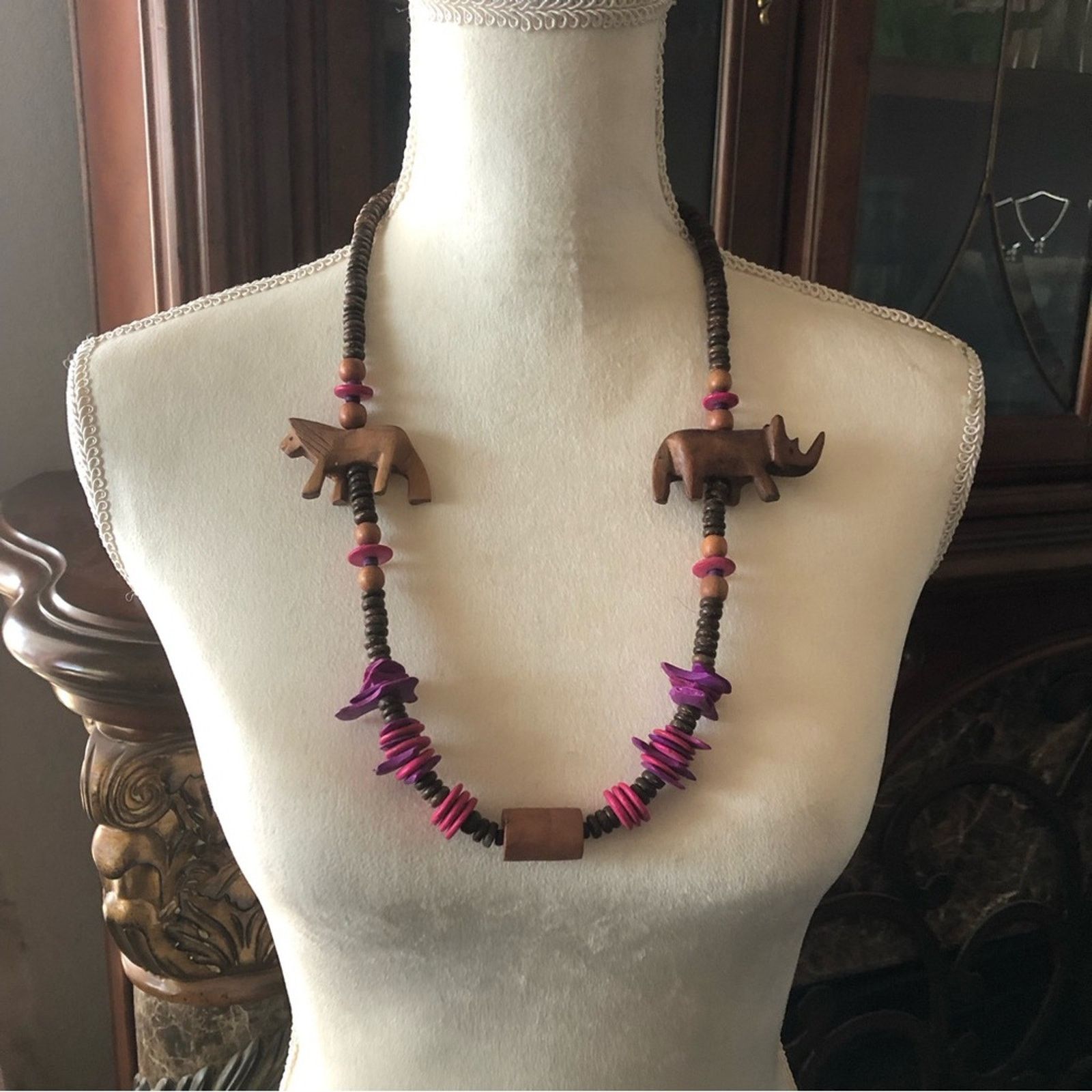 Vintage Vintage handmade safari wood bead necklace Size ONE SIZE - 5 Thumbnail