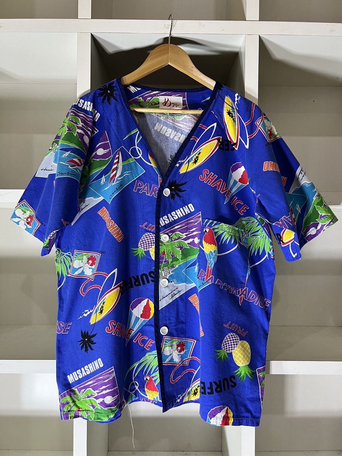 image of Hawaii Blues x Hawaiian Shirt Musashino Hawaiian Shirt in Blue, Men's (Size Large)