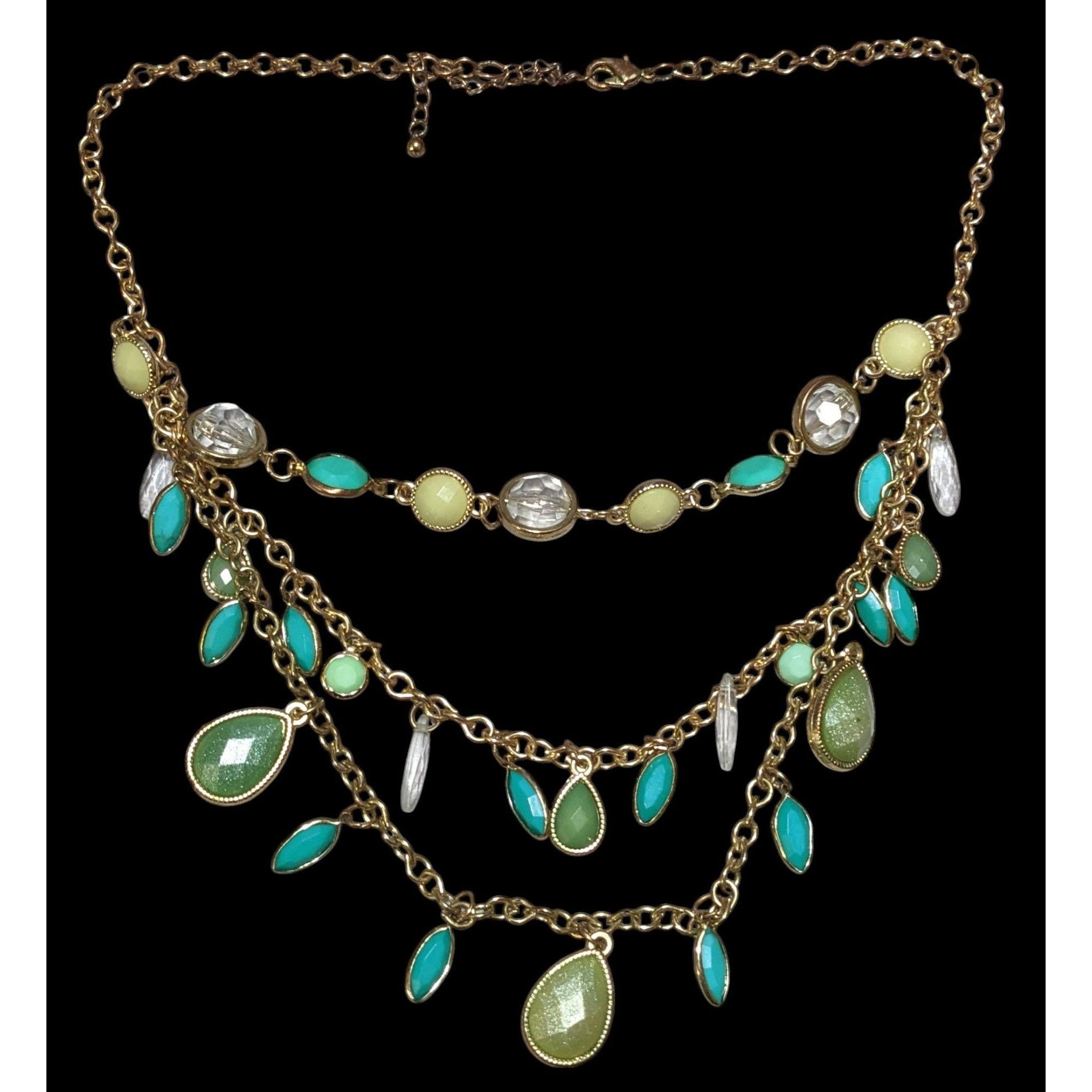 Other Festival Glam Multilayer Green And Teal Gemmed Necklace Size ONE SIZE - 2 Thumbnail