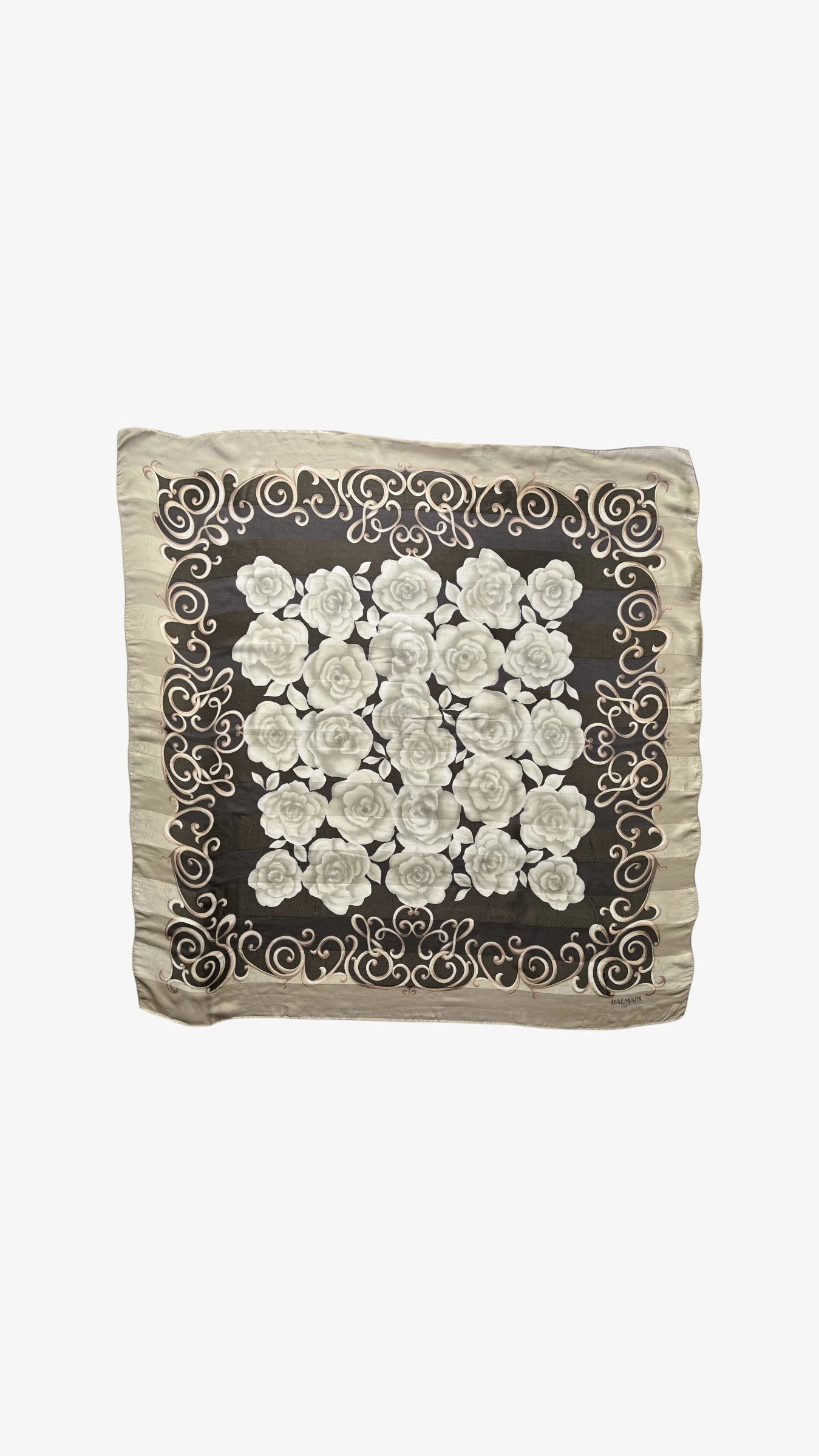 Balmain Vintage 90s Pierre Balmain Floral Print Striped Silk Scarf Size ONE SIZE - 1 Thumbnail