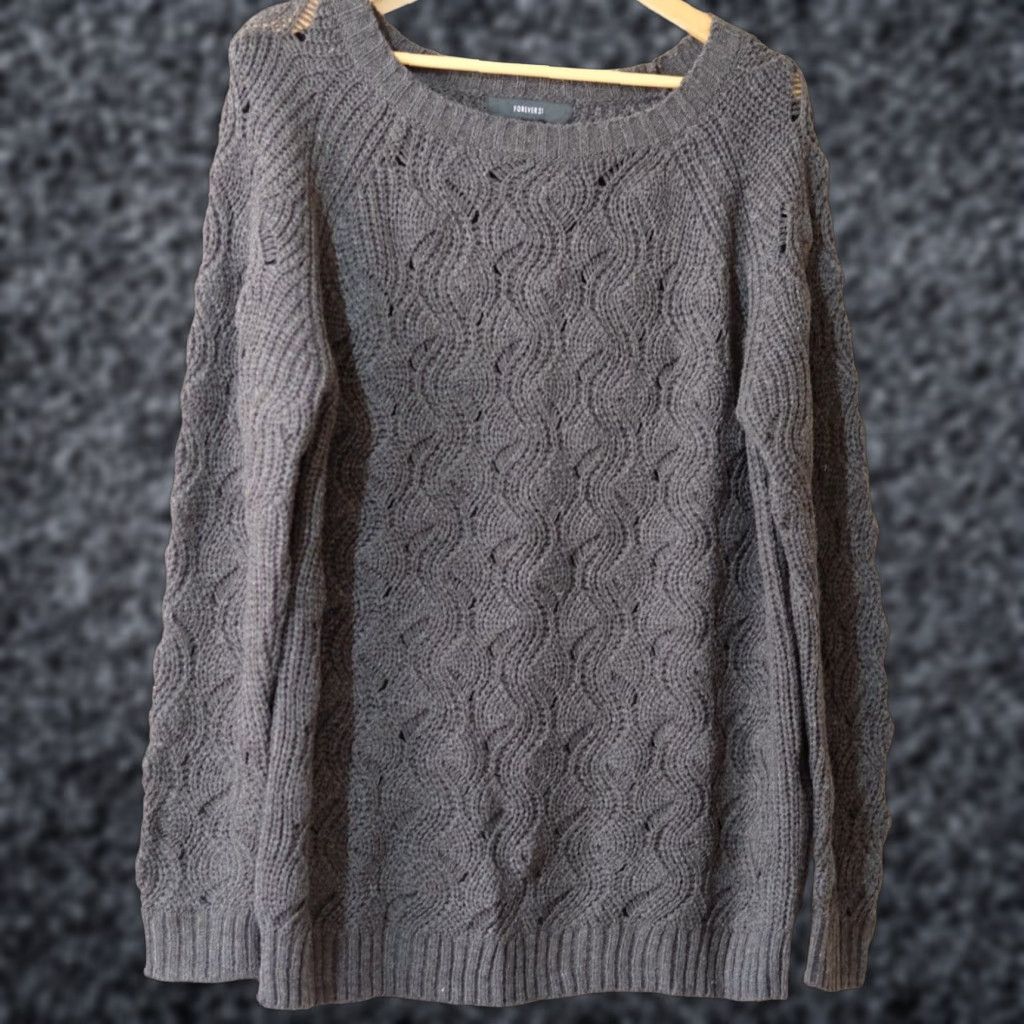 Forever 21 FOREVER 21 Dark Gray Pullover Sweater Casual Women's L Size L / US 10 / IT 46 - 1 Thumbnail